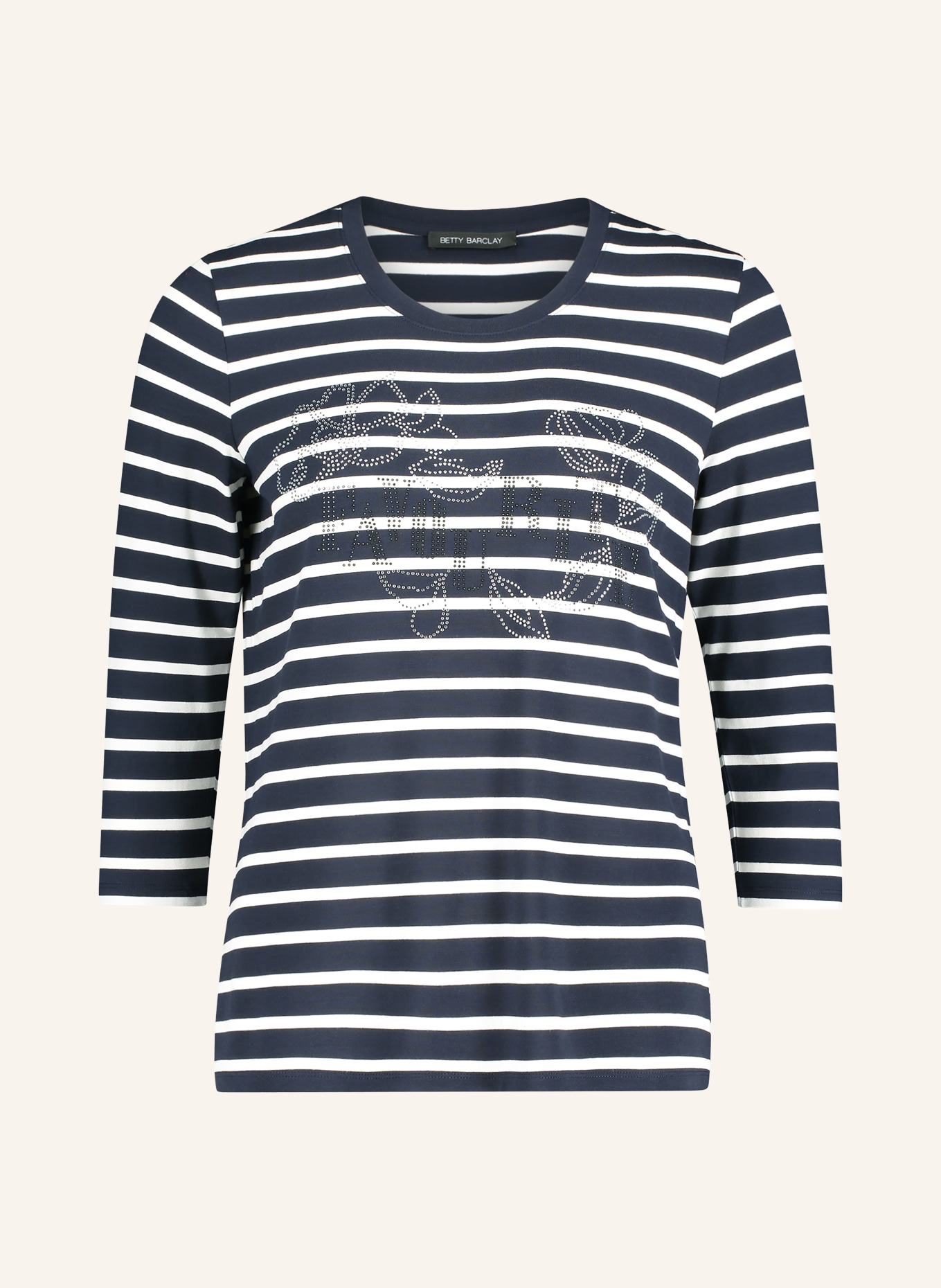 Betty Barclay Tričko s 3/4 rukávem a ozdobnými kamínky: TMAVĚ MODRÁ / BÍLÁ