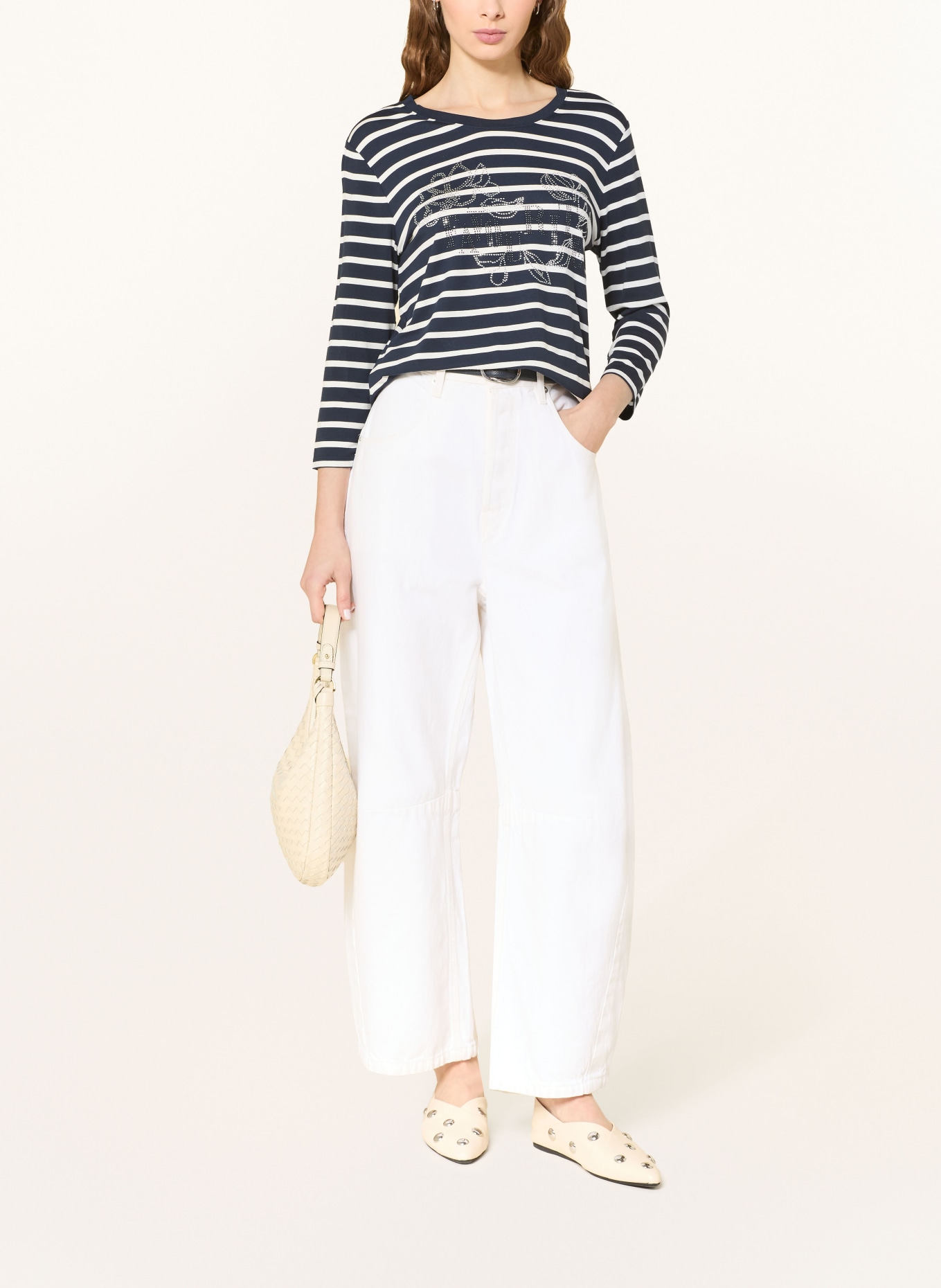 Betty Barclay Tričko s 3/4 rukávem a ozdobnými kamínky: TMAVĚ MODRÁ / BÍLÁ