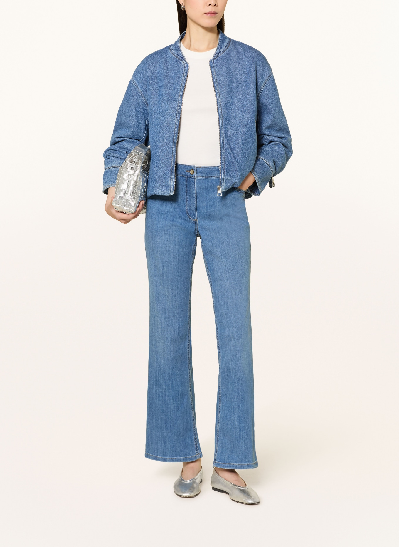 Betty Barclay Flared jeans with gemstones: 8619 Middle Blue Denim