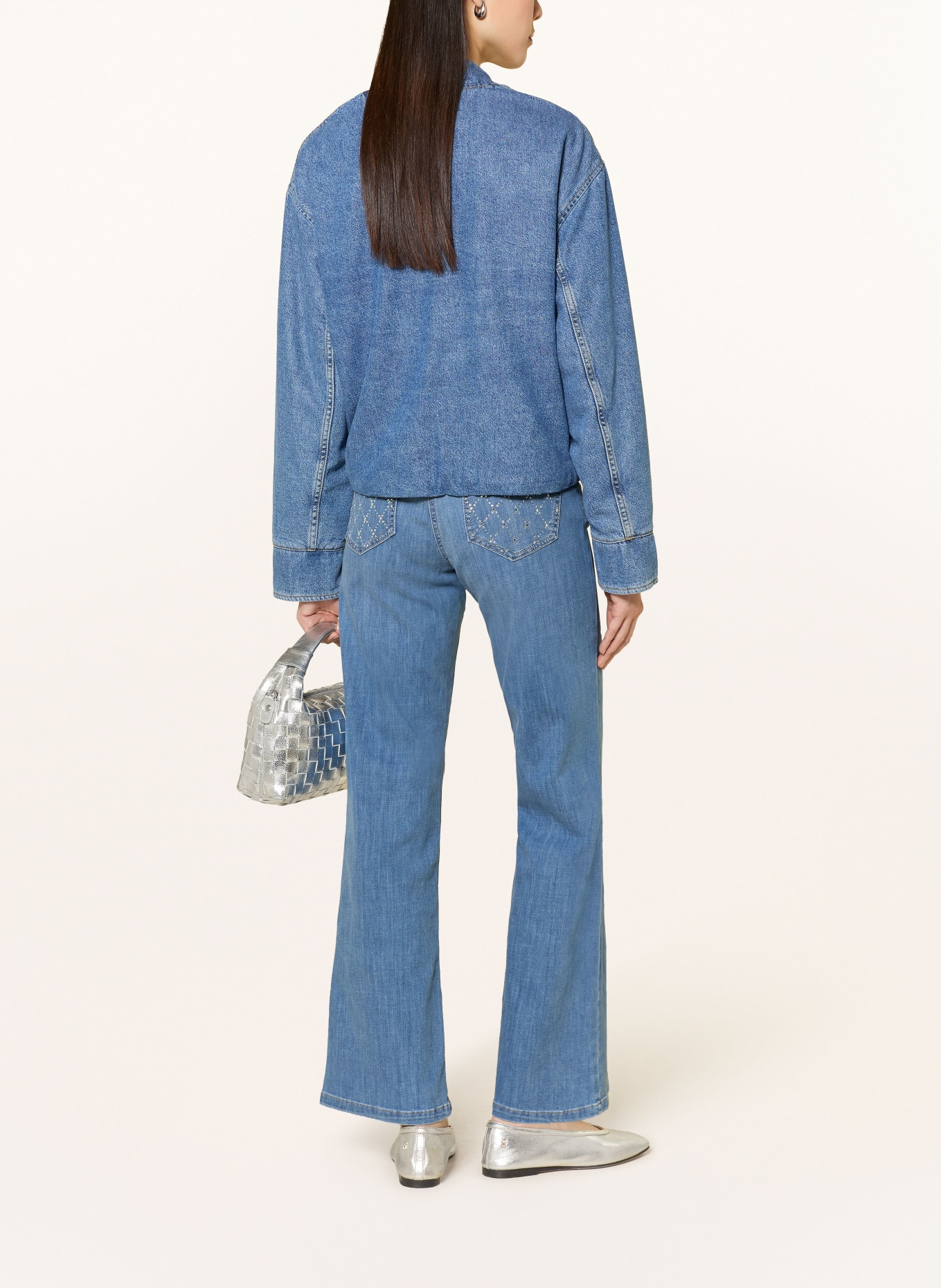 Betty Barclay Flared jeans with gemstones: 8619 Middle Blue Denim