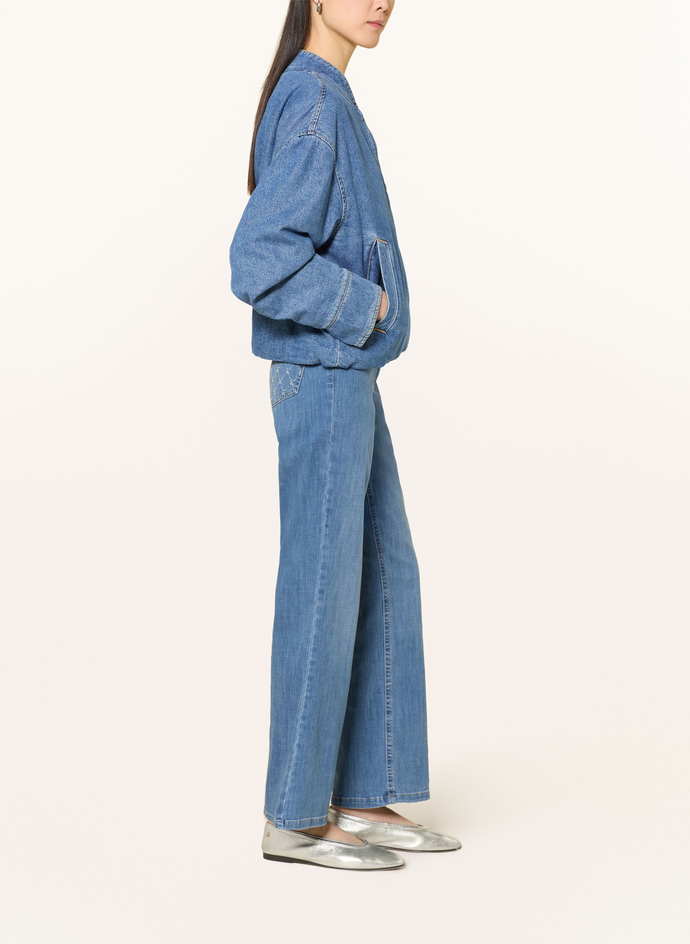 Betty Barclay Flared jeans with gemstones: 8619 Middle Blue Denim