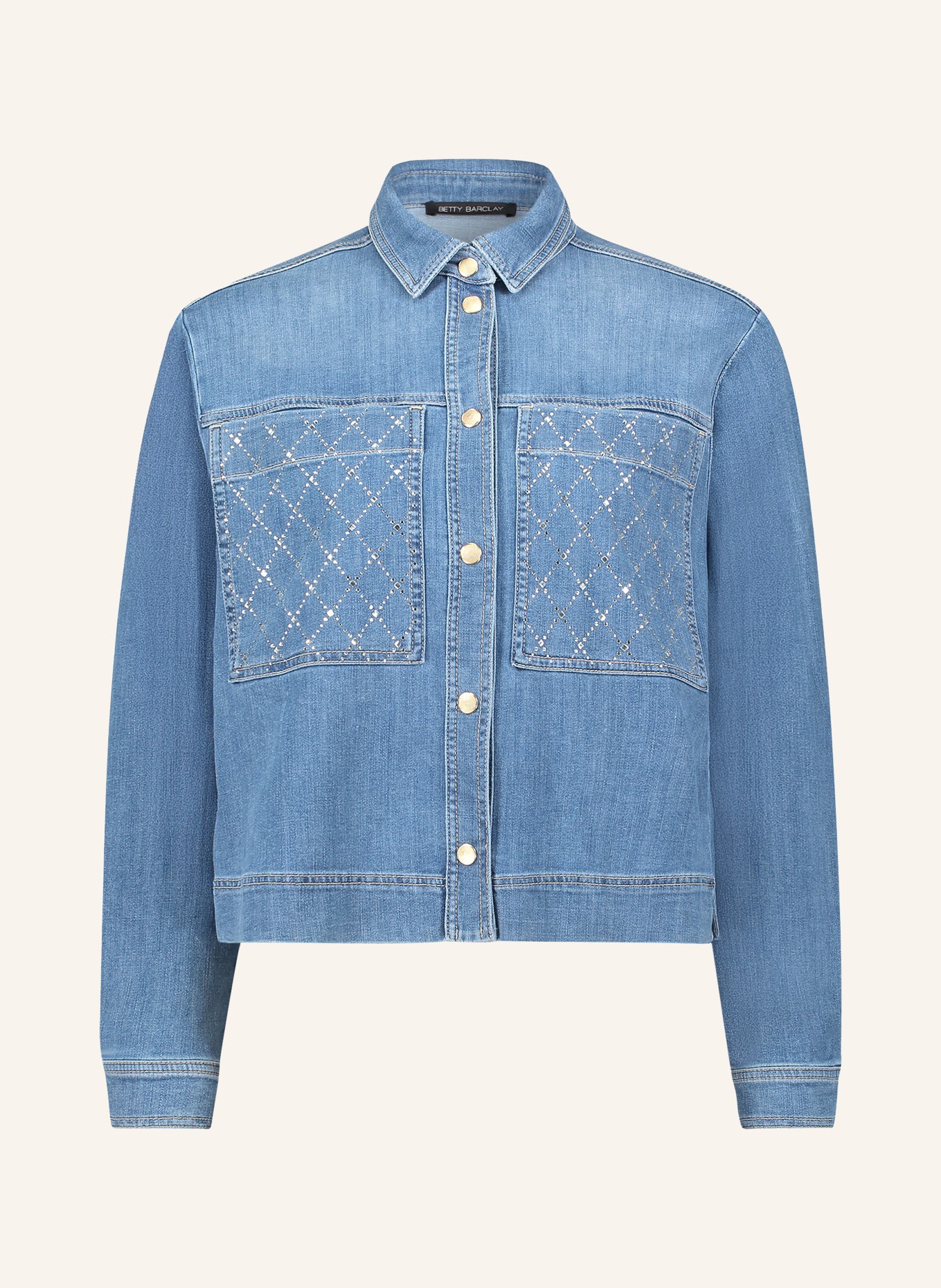 Betty Barclay Bluzka jeansowa z kamieniami ozdobnymi: JASNONIEBIESKI