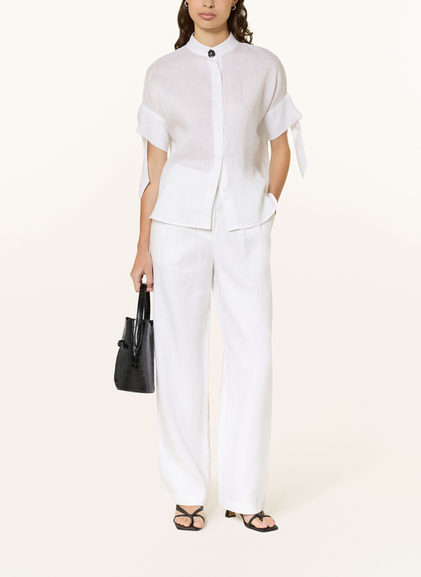 ARMANI EXCHANGE Marlenehose aus Leinen: WEISS