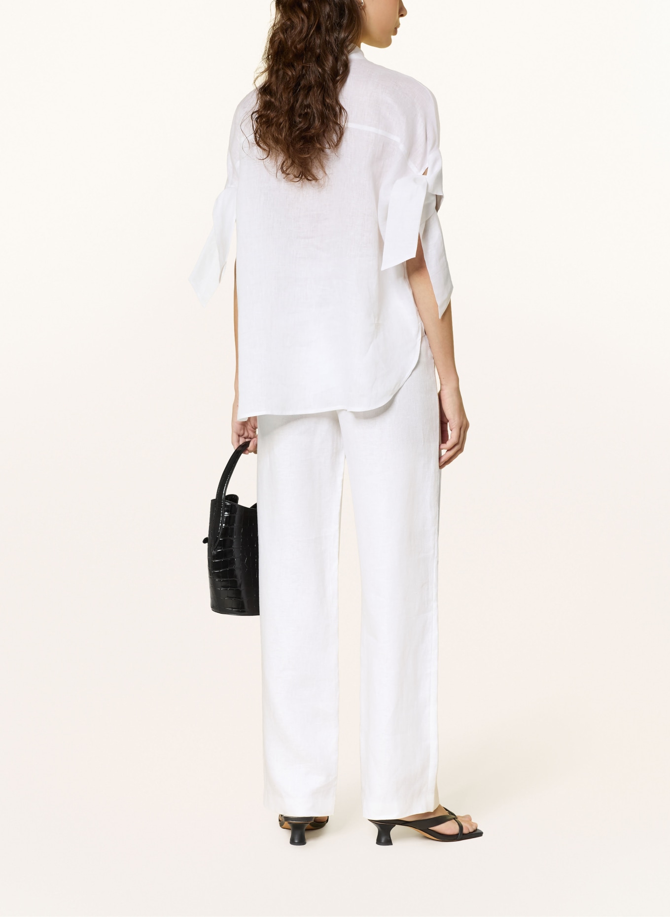 ARMANI EXCHANGE Marlenehose aus Leinen: WEISS