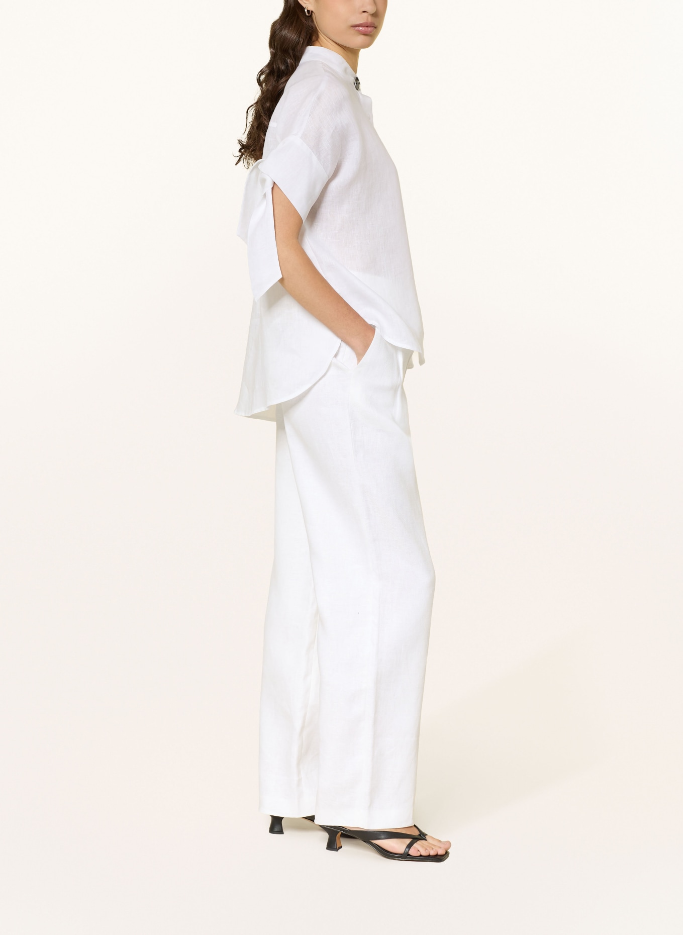 ARMANI EXCHANGE Marlenehose aus Leinen: WEISS