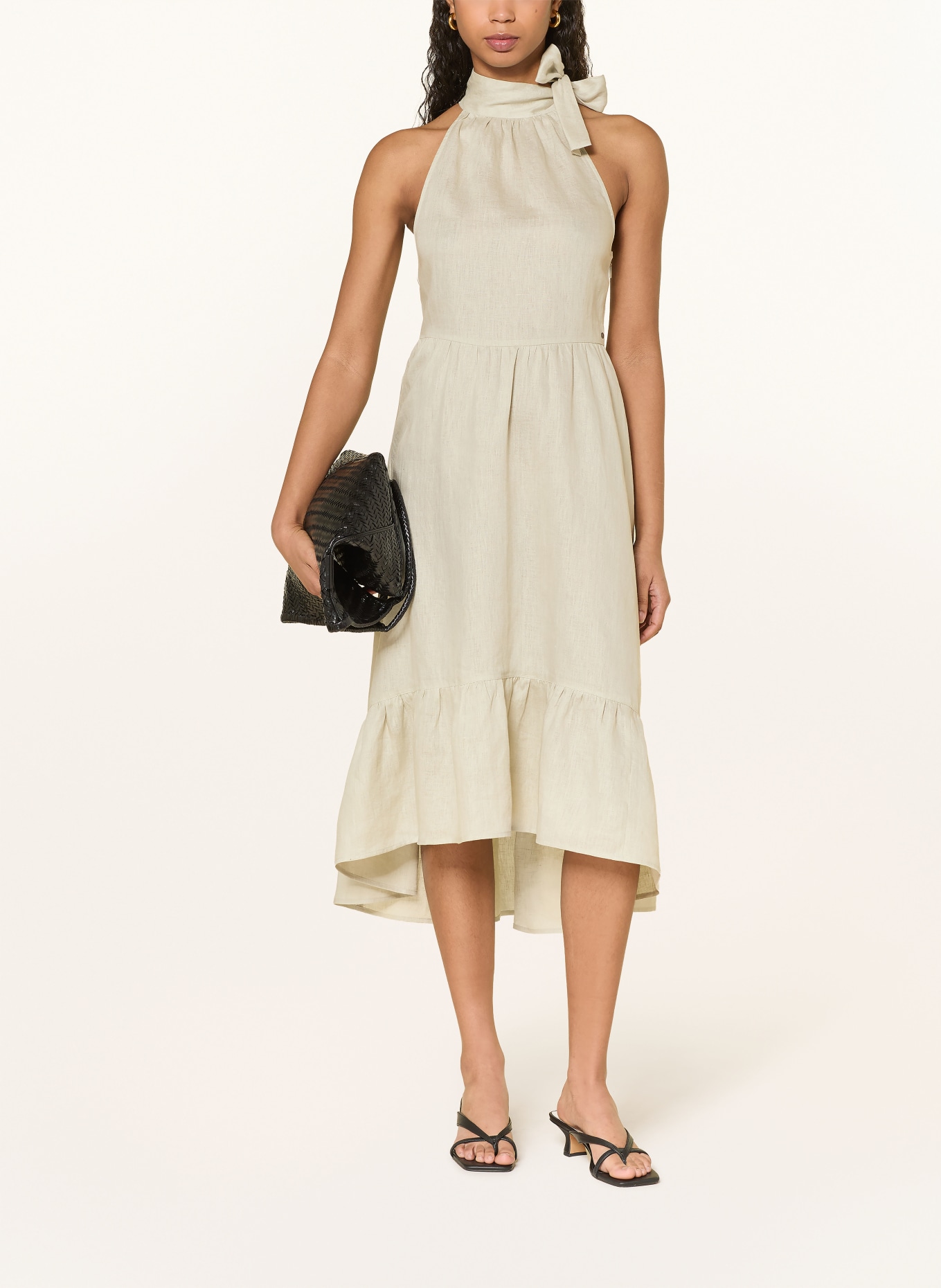 ARMANI EXCHANGE Linen slip dress with ruffles: BEIGE