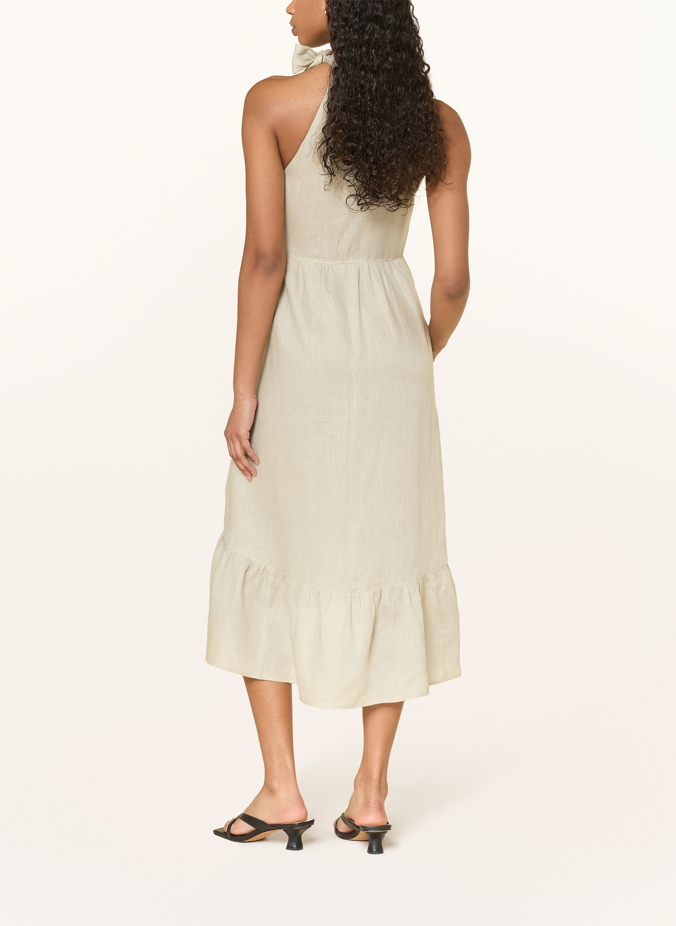 ARMANI EXCHANGE Linen slip dress with ruffles: BEIGE