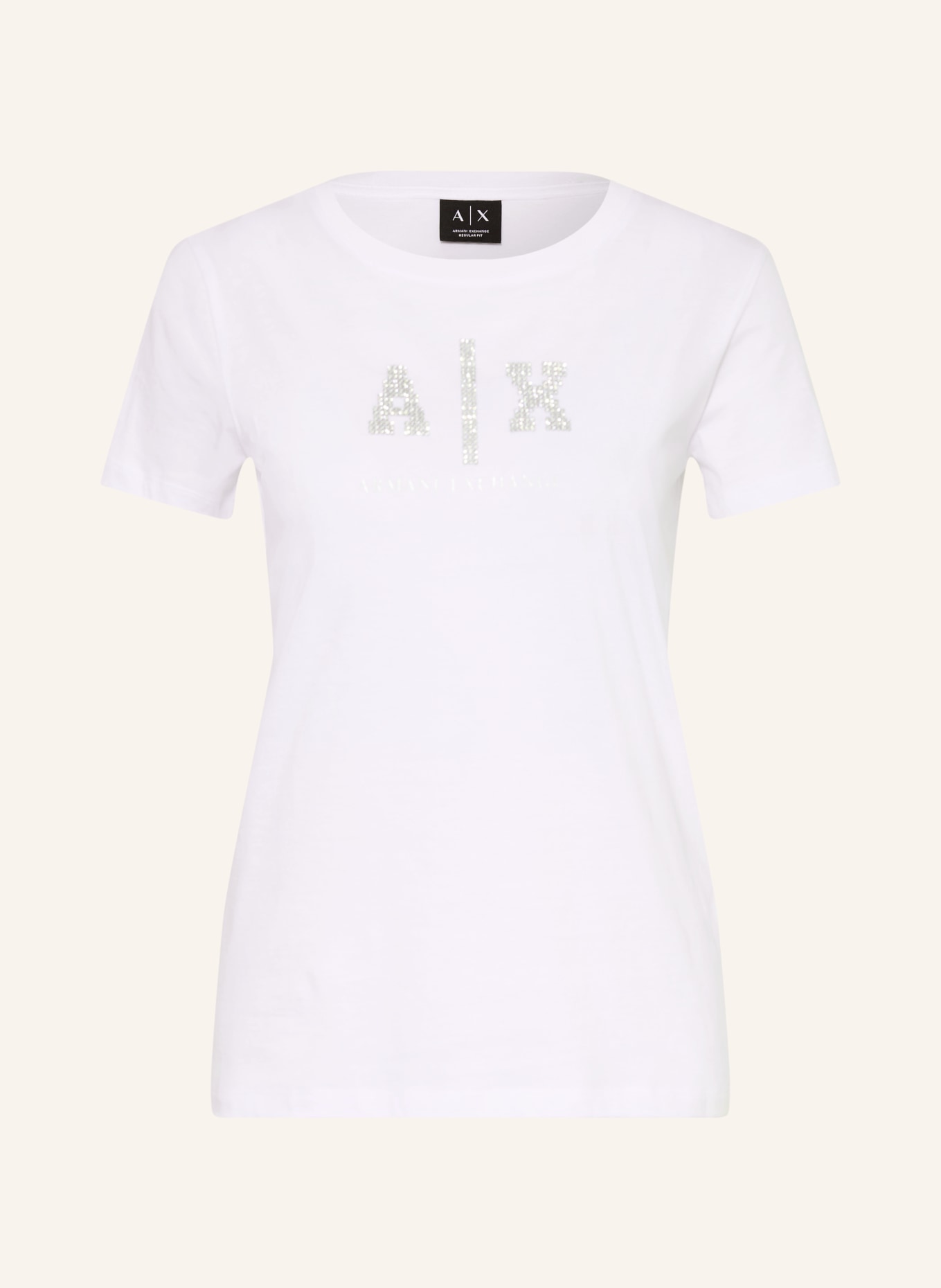 ARMANI EXCHANGE T-Shirt mit Schmucksteinen: WEISS