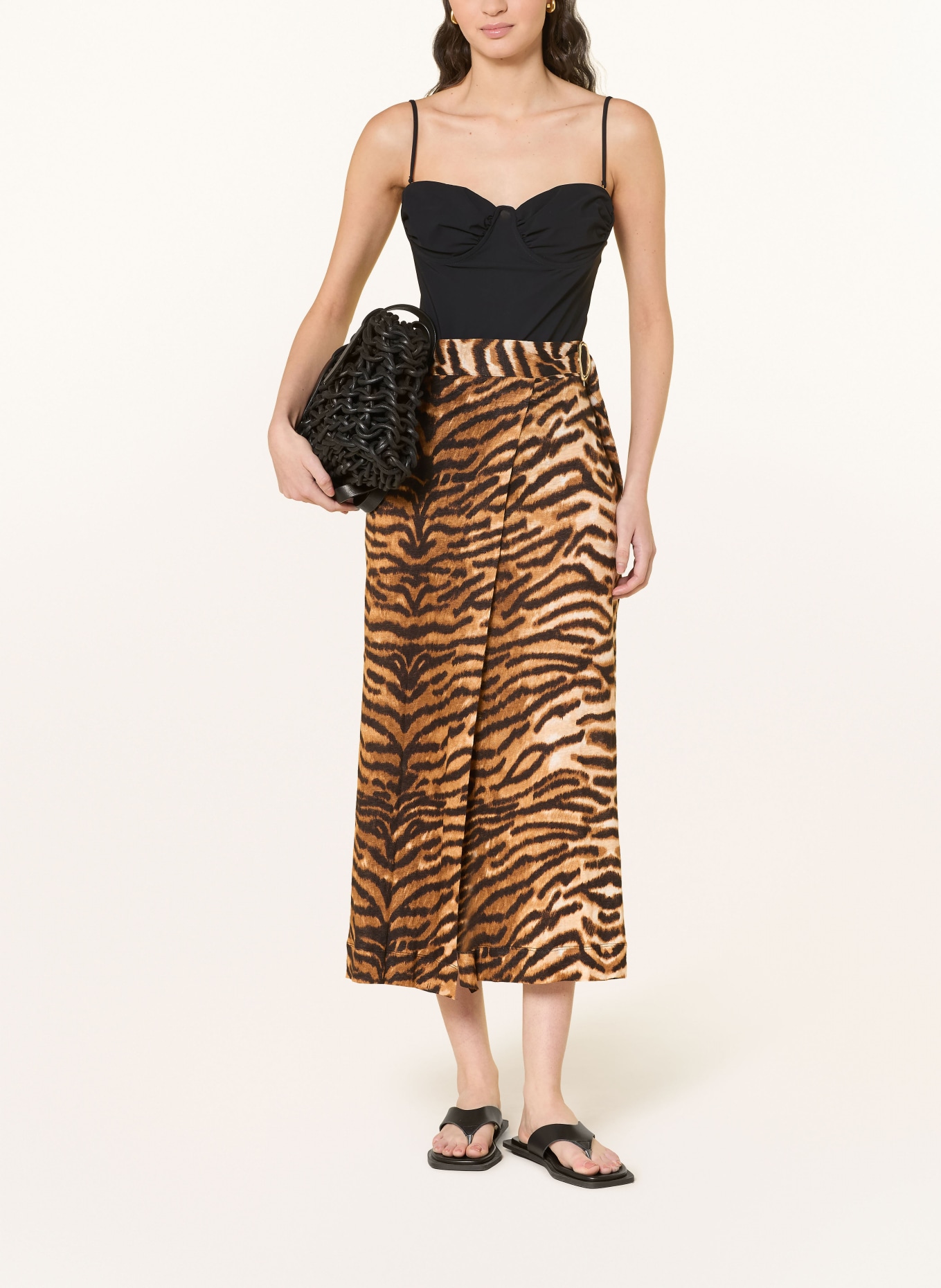 CHANTELLE Pareo z lnu: BRĄZOWY / JASNOBRĄZOWY / CZARNY