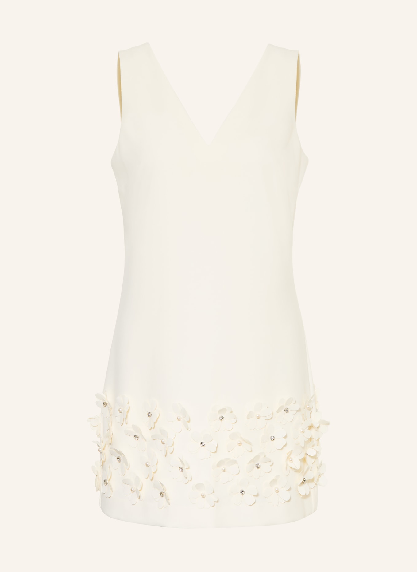 MRS & HUGS Cocktail dress with decorative pearls and gemstones: ECRU