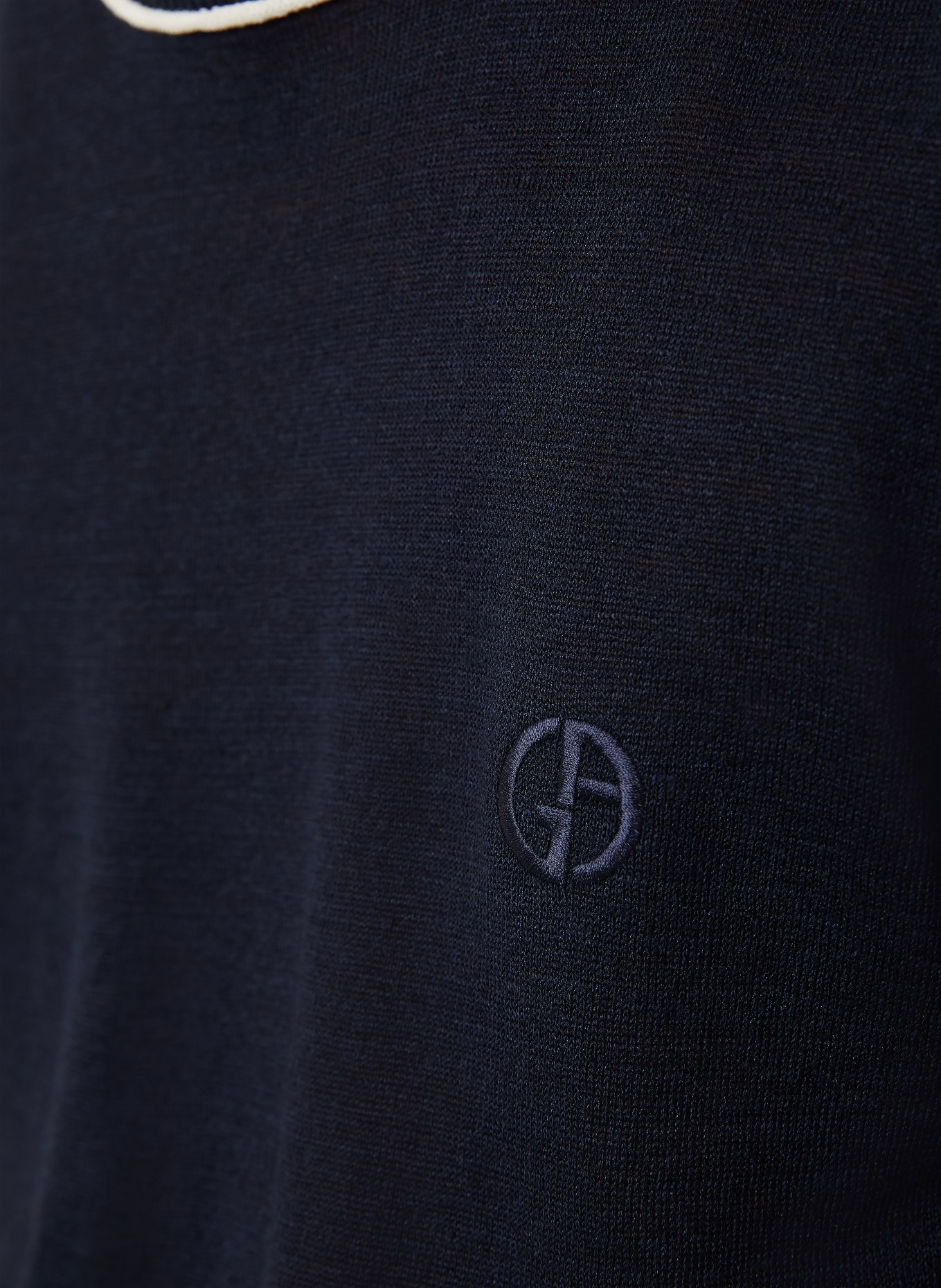 GIORGIO ARMANI Strickshirt aus Leinen mit Seide: DUNKELBLAU / ECRU