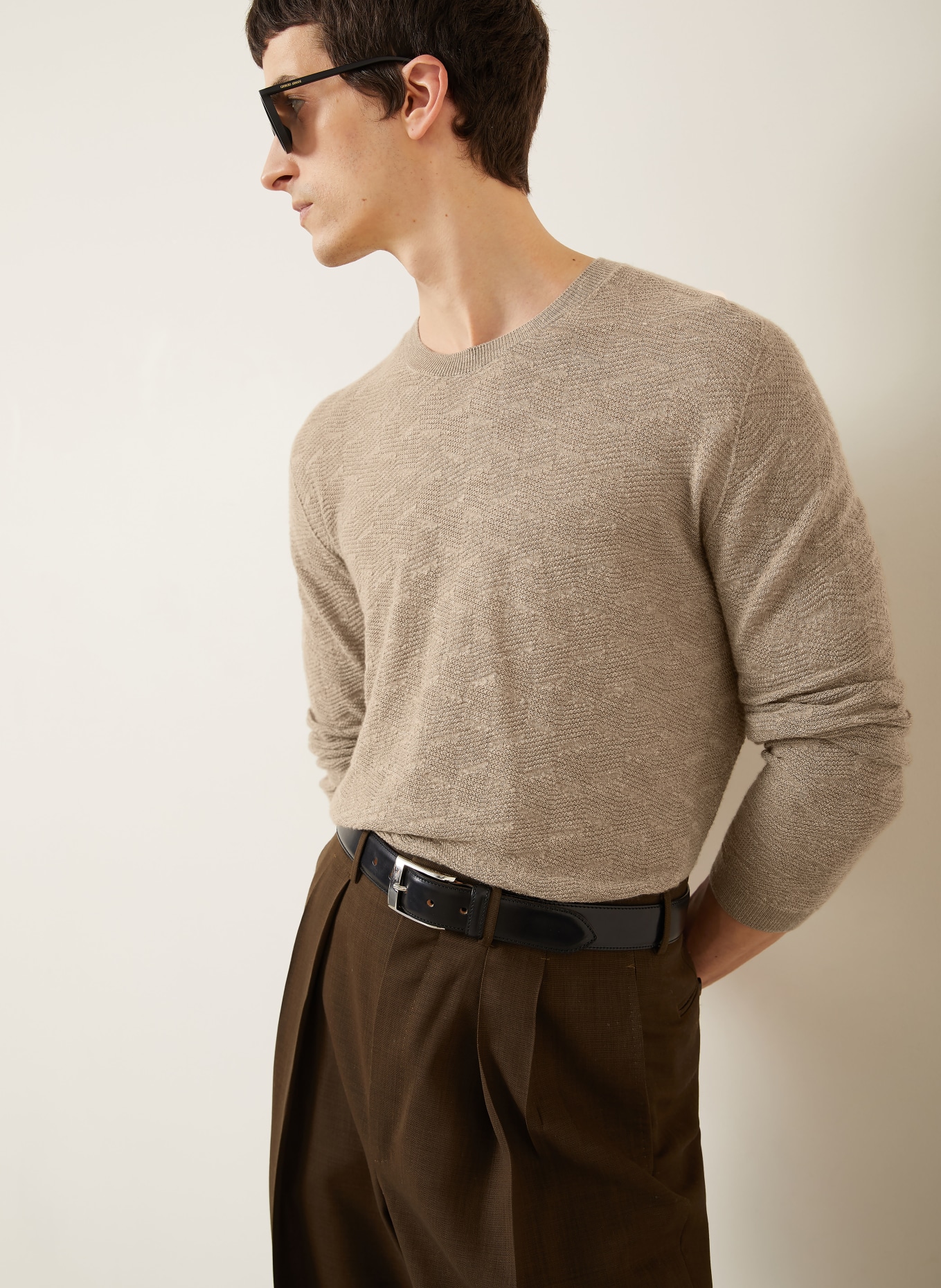 GIORGIO ARMANI Pullover mit Cashmere und Seide: KHAKI