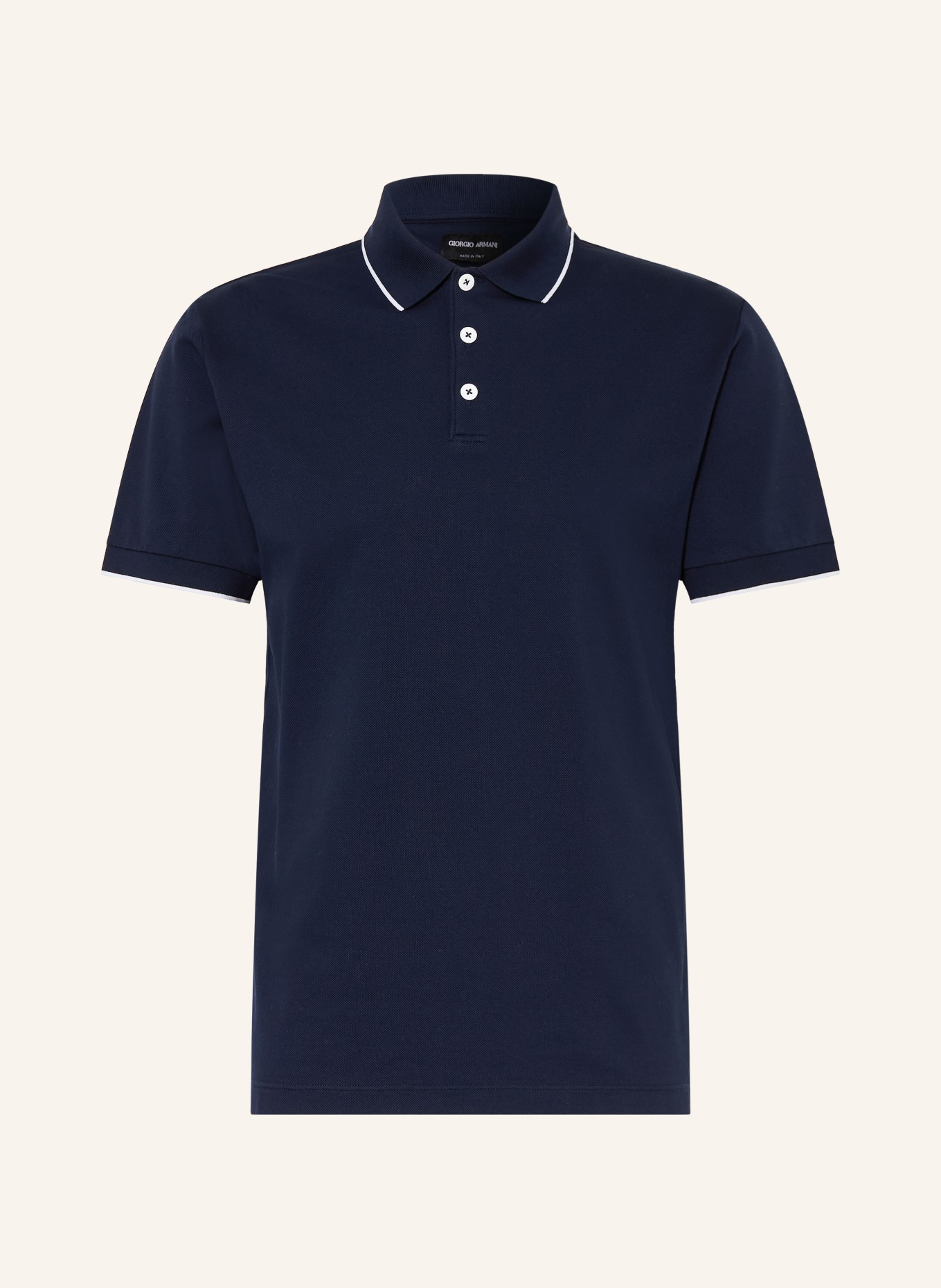 GIORGIO ARMANI piqué polo shirt: DARK BLUE / WHITE