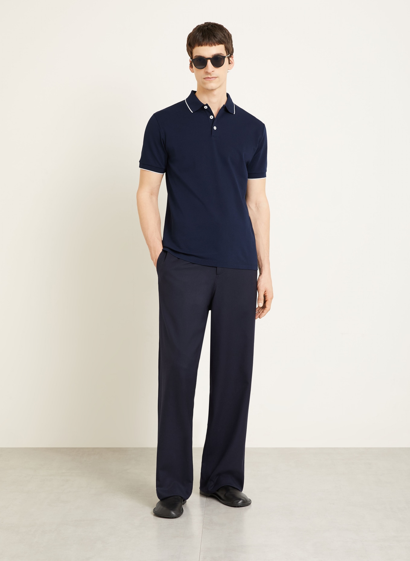 GIORGIO ARMANI piqué polo shirt: DARK BLUE / WHITE