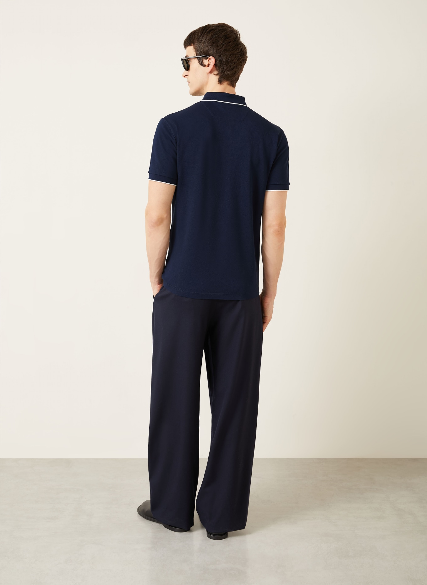 GIORGIO ARMANI piqué polo shirt: DARK BLUE / WHITE