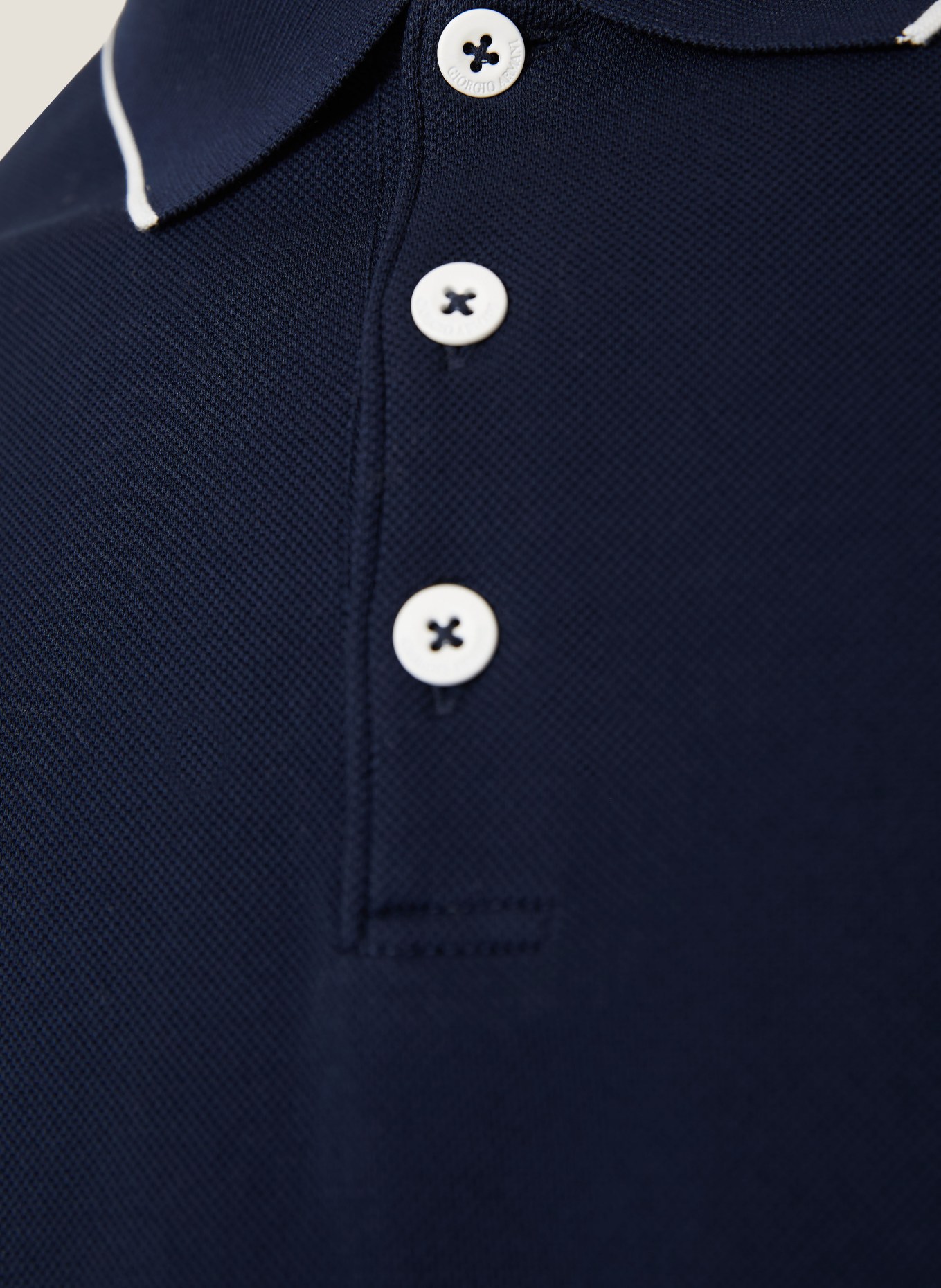 GIORGIO ARMANI piqué polo shirt: DARK BLUE / WHITE