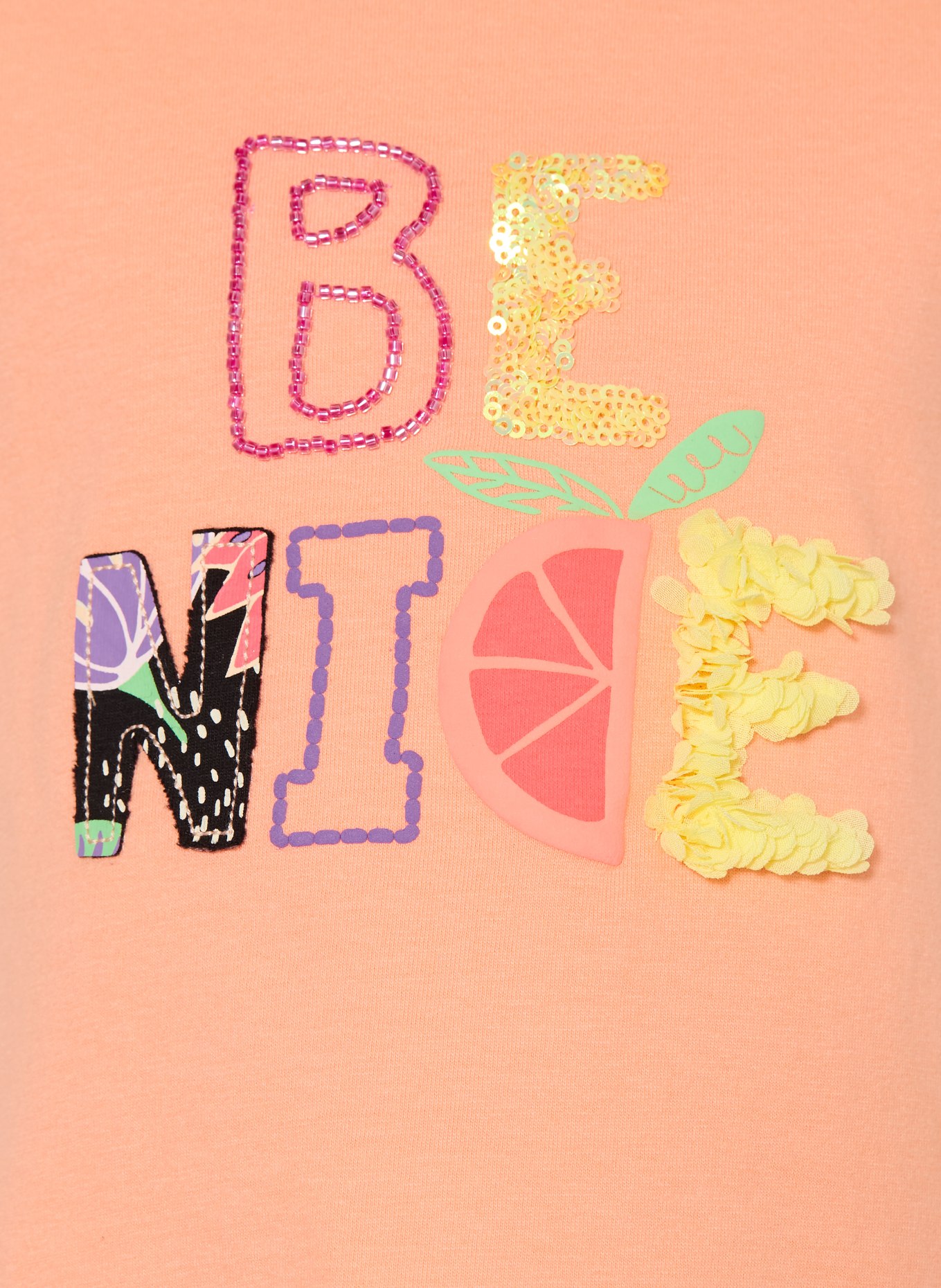 s.Oliver RED T-shirt met pailletten: LICHTORANJE / PAARS / GEEL