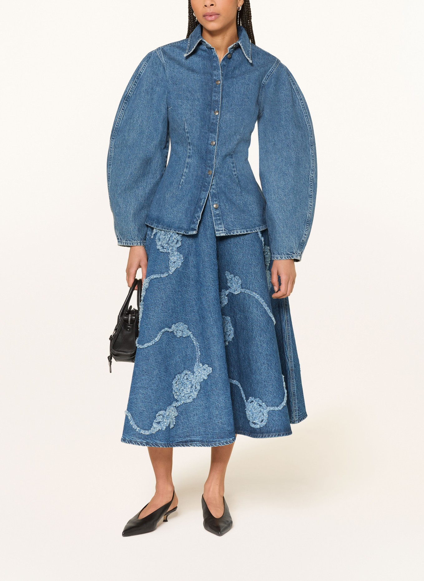 ROTATE denim jacket: 1602 Medium Blue Denim