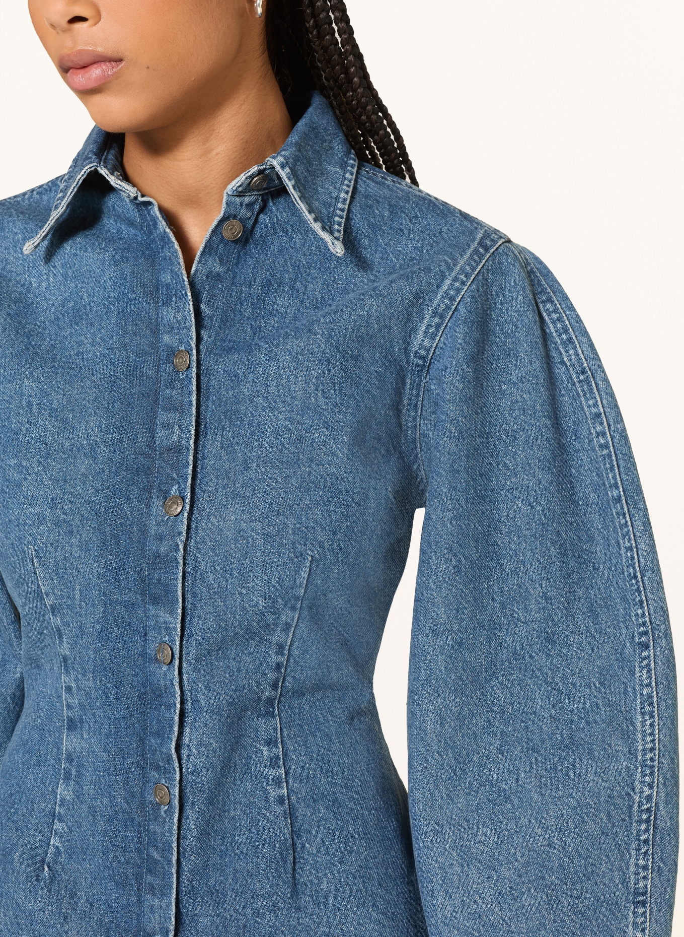 ROTATE denim jacket: 1602 Medium Blue Denim