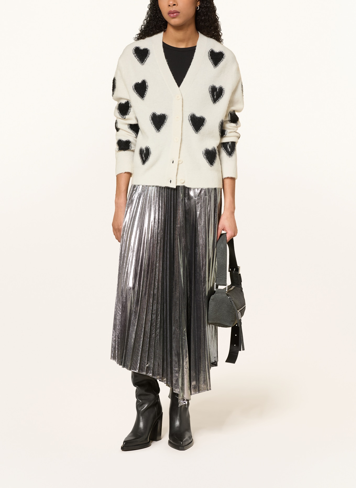 ALLSAINTS Plisseerock JAX: SILBER