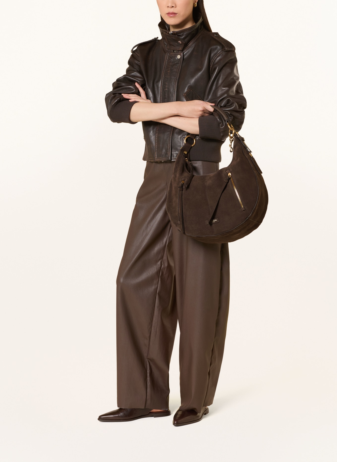 Marc O'Polo Beuteltasche: DUNKELBRAUN / GOLD