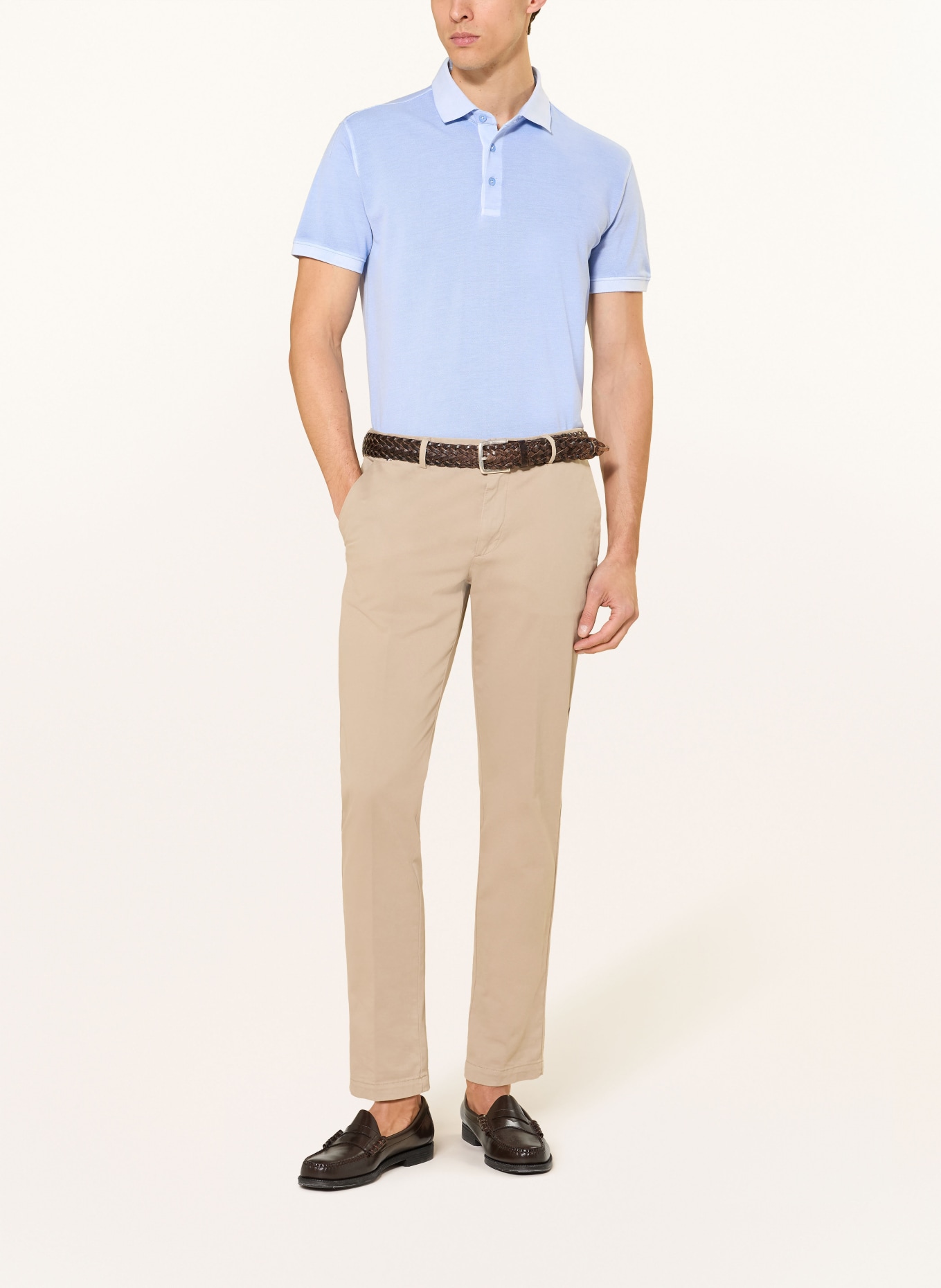 STROKESMAN'S Koszulka polo z pikowanym wzorem: JASNONIEBIESKI