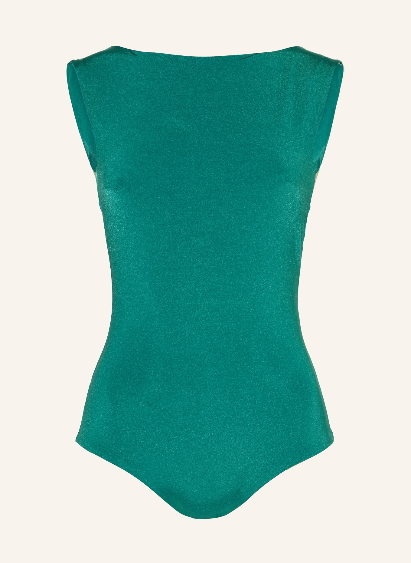 MYMARINI High-Neck-Badeanzug SEABODY SHINE zum Wenden mit UV-Schutz 50+: PETROL / GOLD / HELLGRÜN