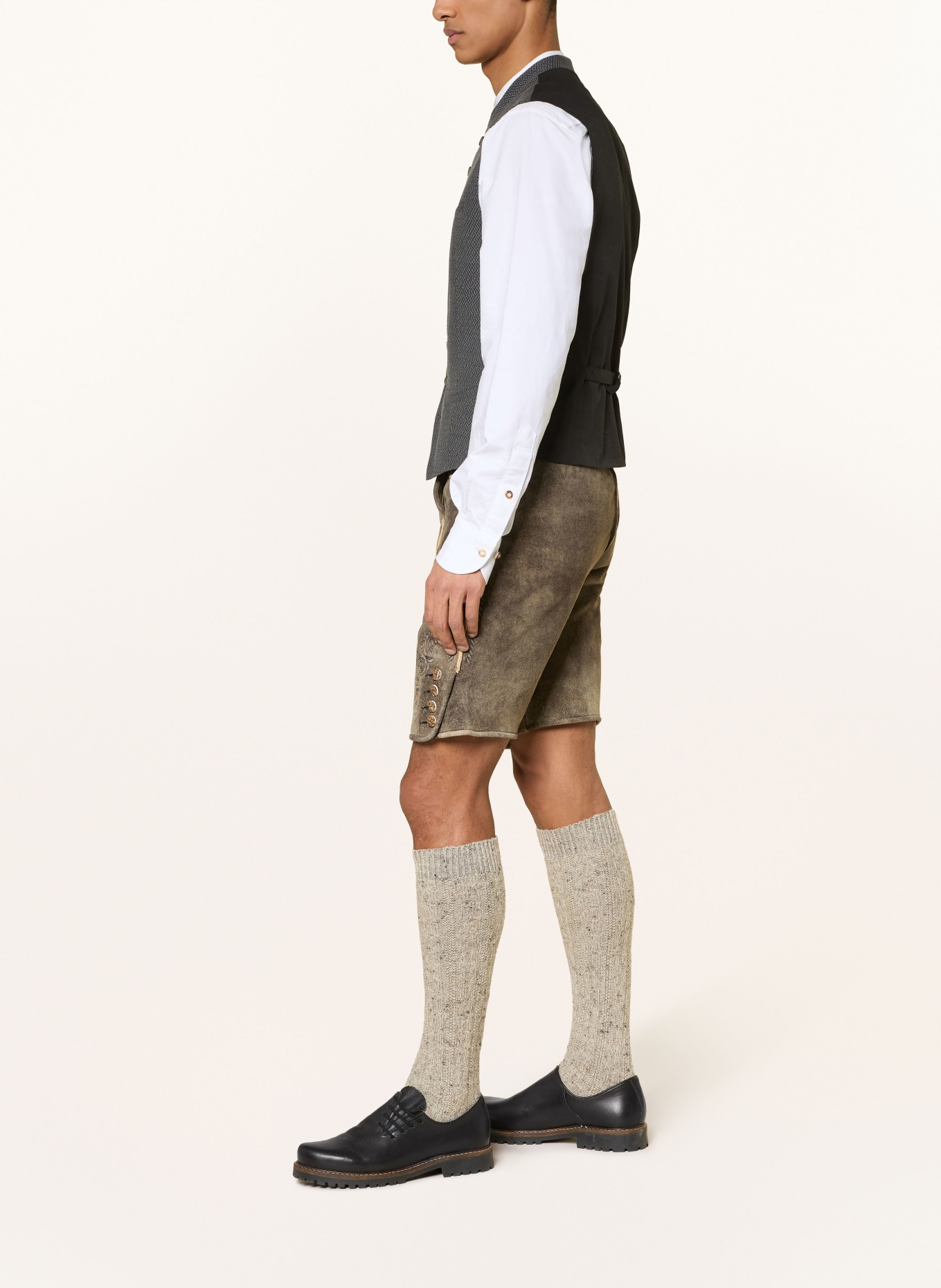 BECKERT Trachten-Lederhose TRAUNSTEIN: BRAUN / TAUPE