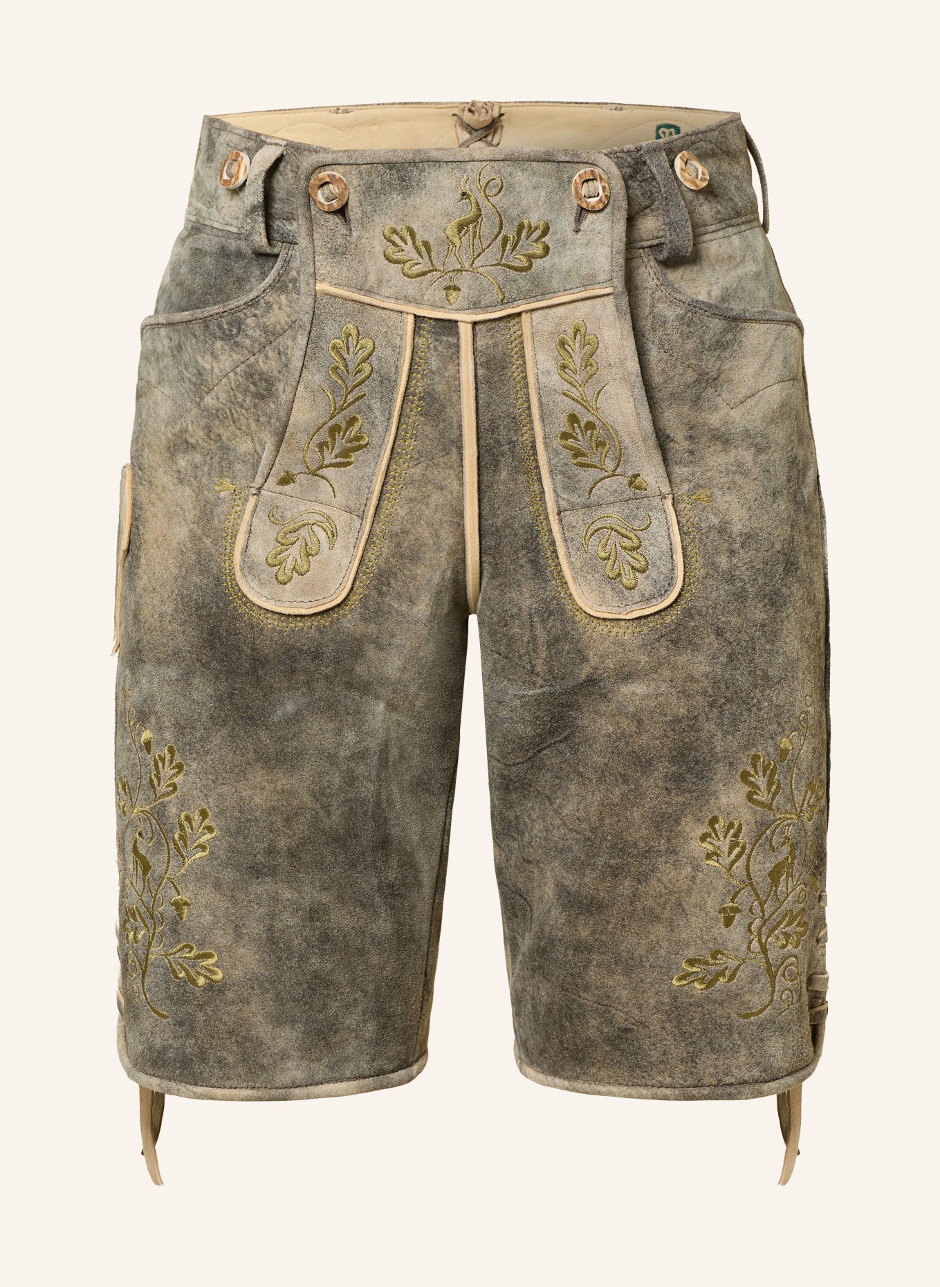 BECKERT Kožené kalhoty IRSCHENBERG: ČERNOŠEDÁ / OLIVOVÁ