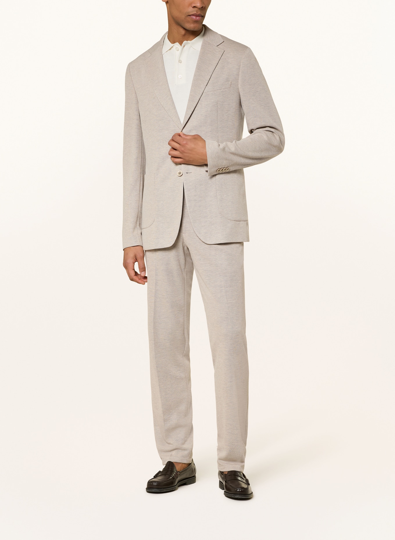 PAUL Slim fit jersey suit jacket: 290 DARK BEIGE