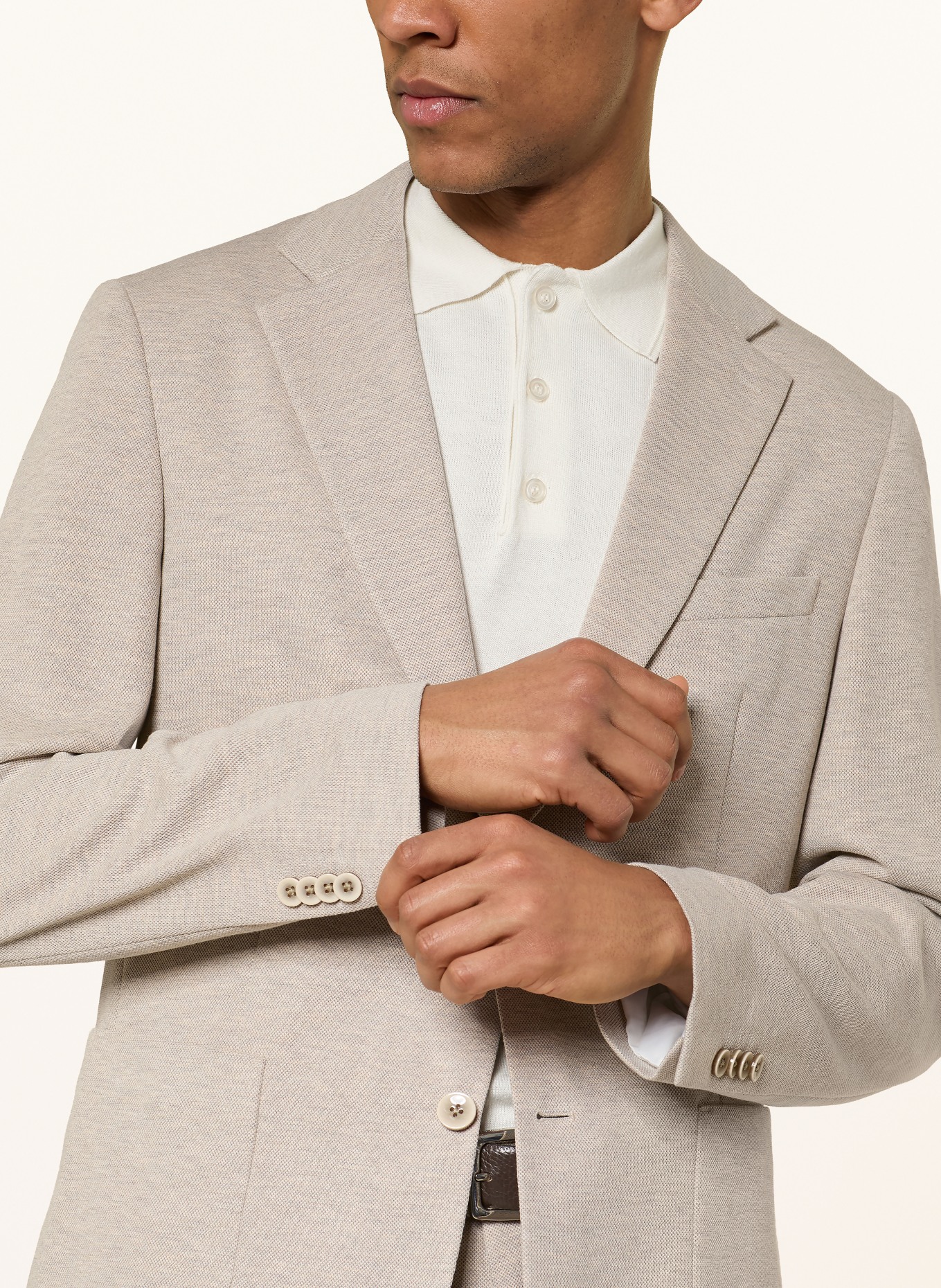PAUL Slim fit jersey suit jacket: 290 DARK BEIGE