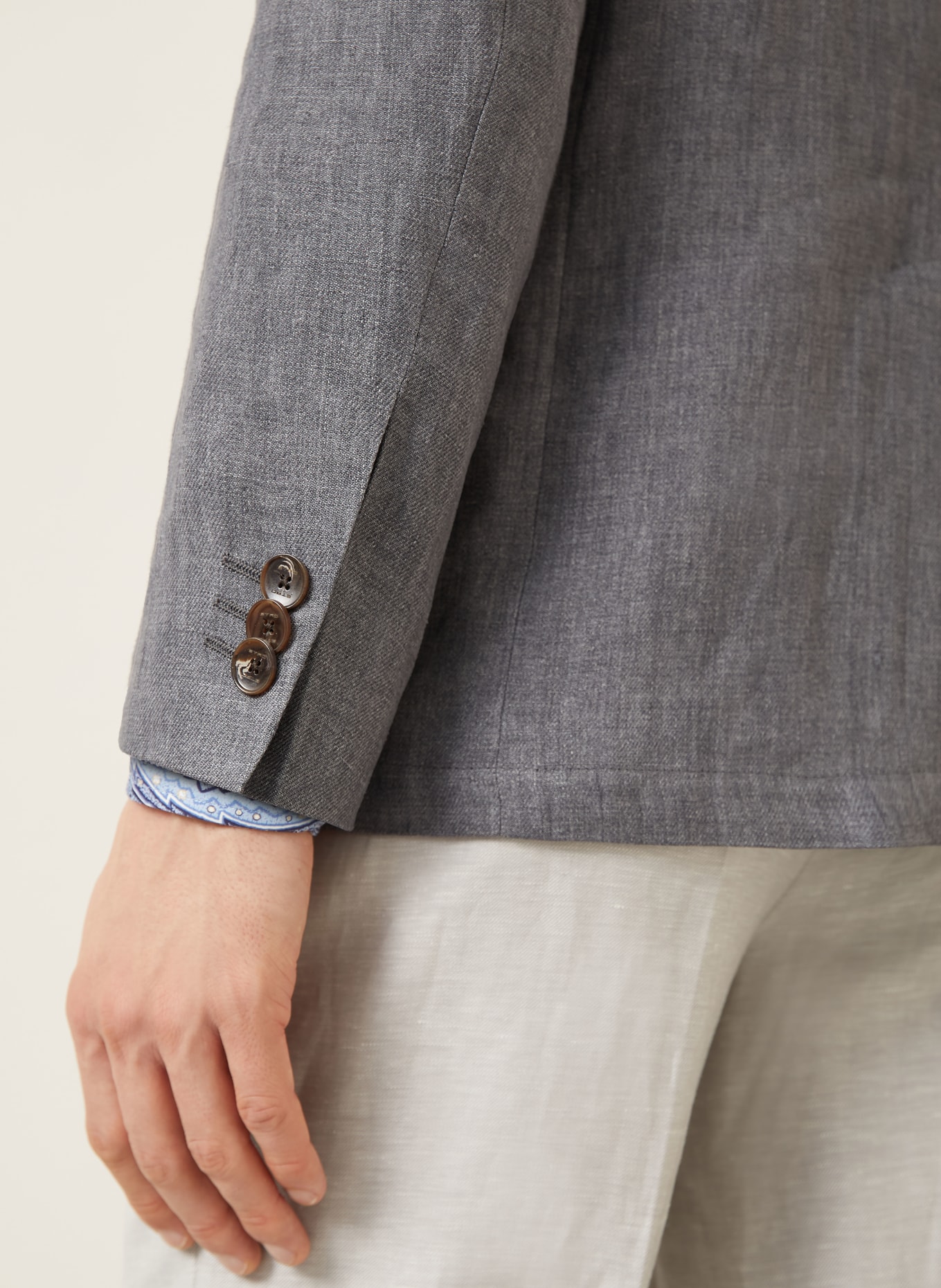 ETRO Slim fit linen suit jacket: M0008 PALE GREY