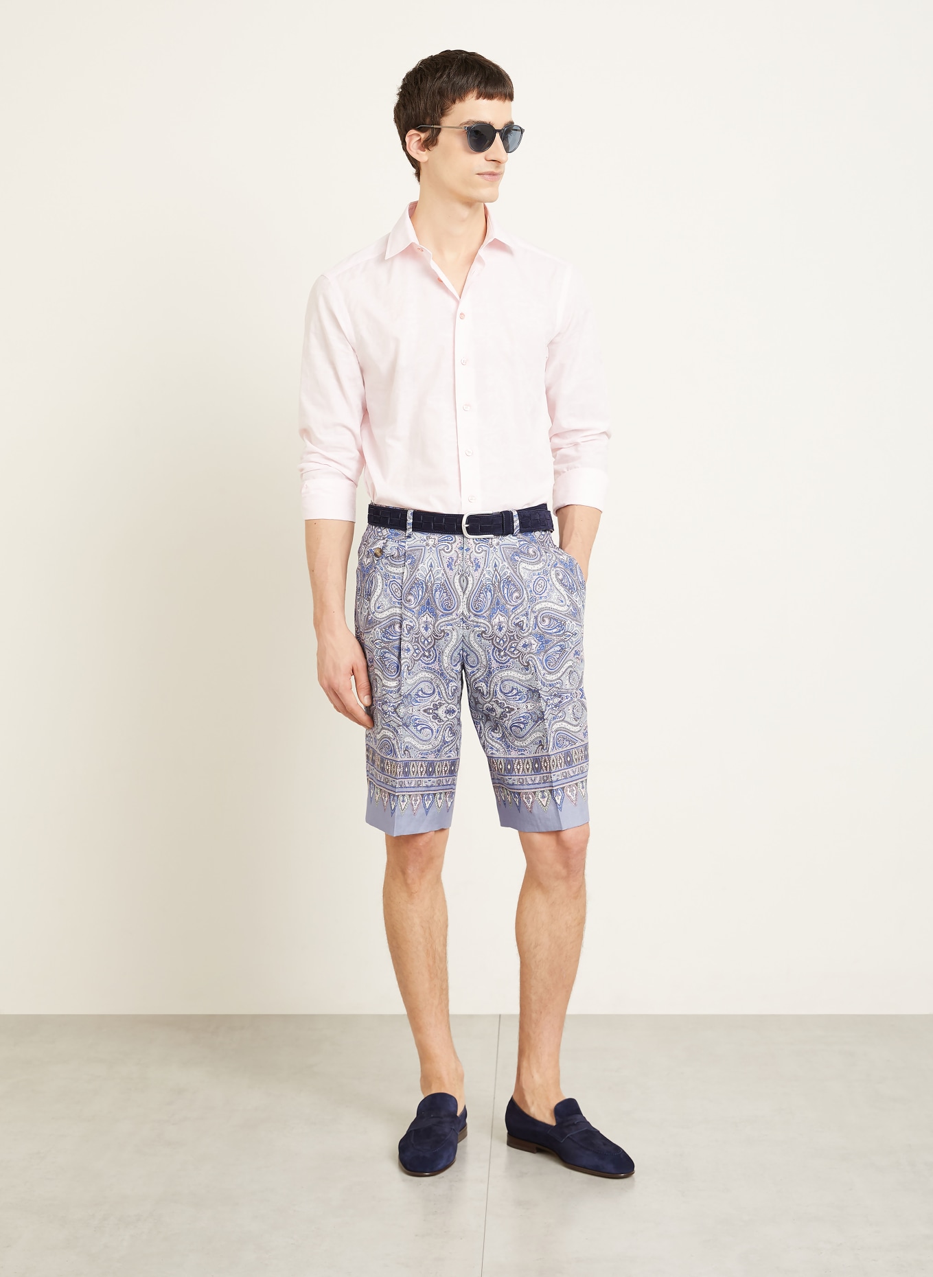 ETRO Leinenshorts: BLAU / BLAUGRAU / DUNKELBLAU
