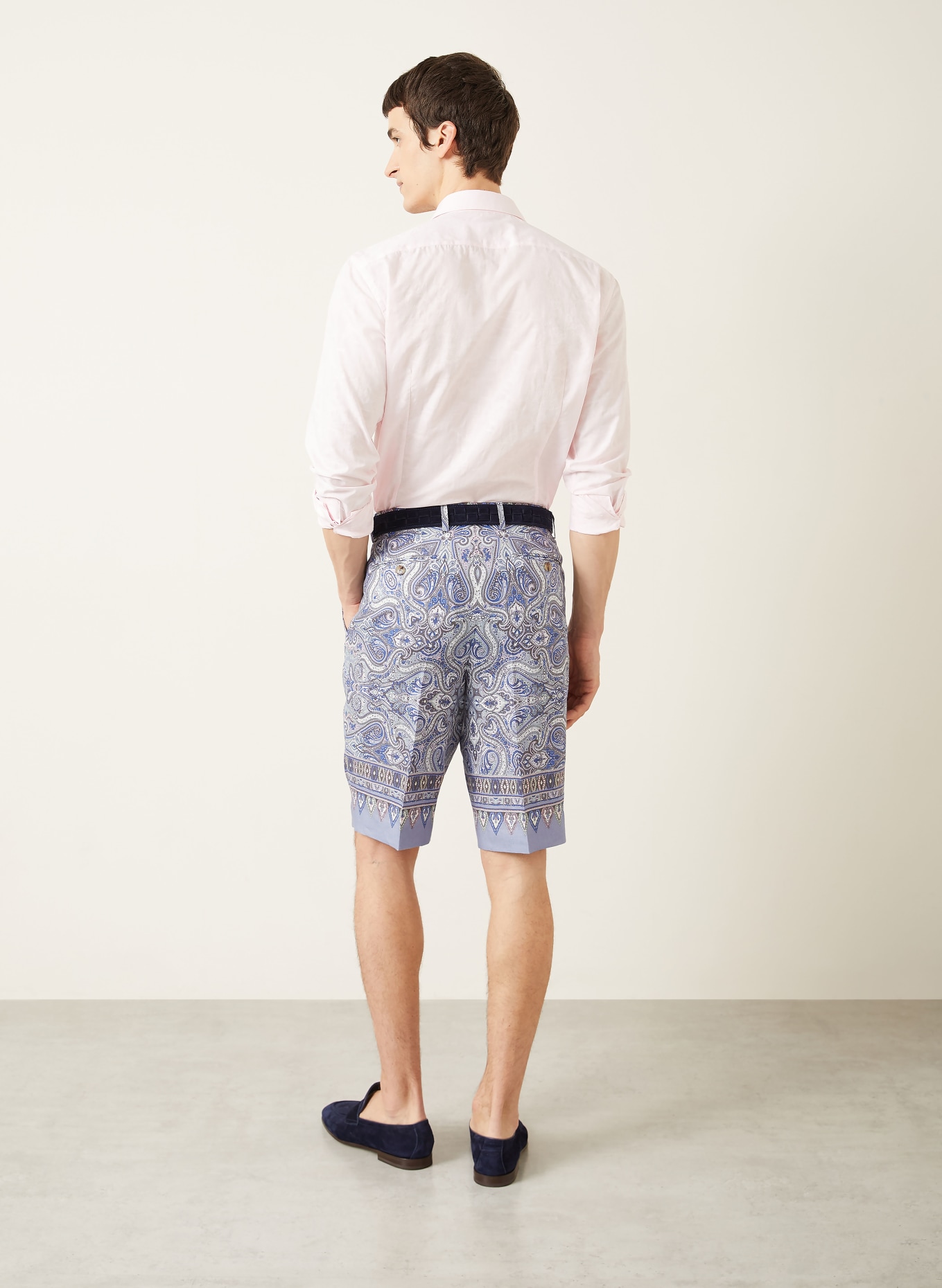 ETRO Leinenshorts: BLAU / BLAUGRAU / DUNKELBLAU