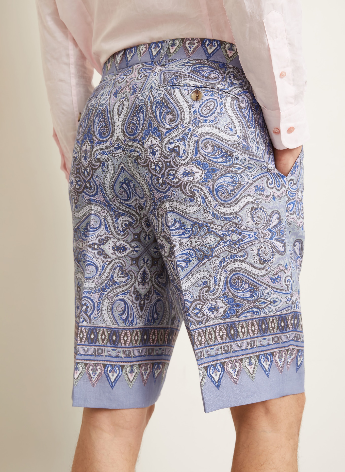 ETRO Leinenshorts: BLAU / BLAUGRAU / DUNKELBLAU