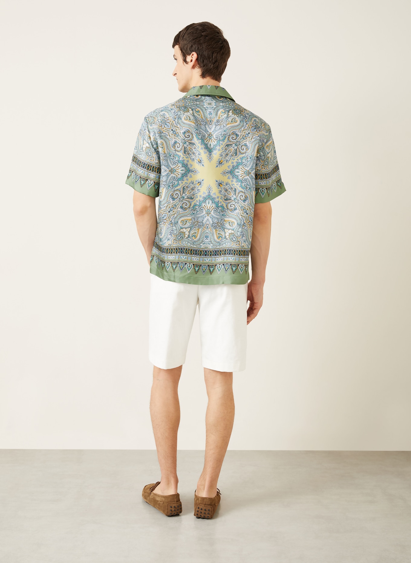 ETRO Comfort fit silk resort shirt: BLUE GRAY / OLIVE