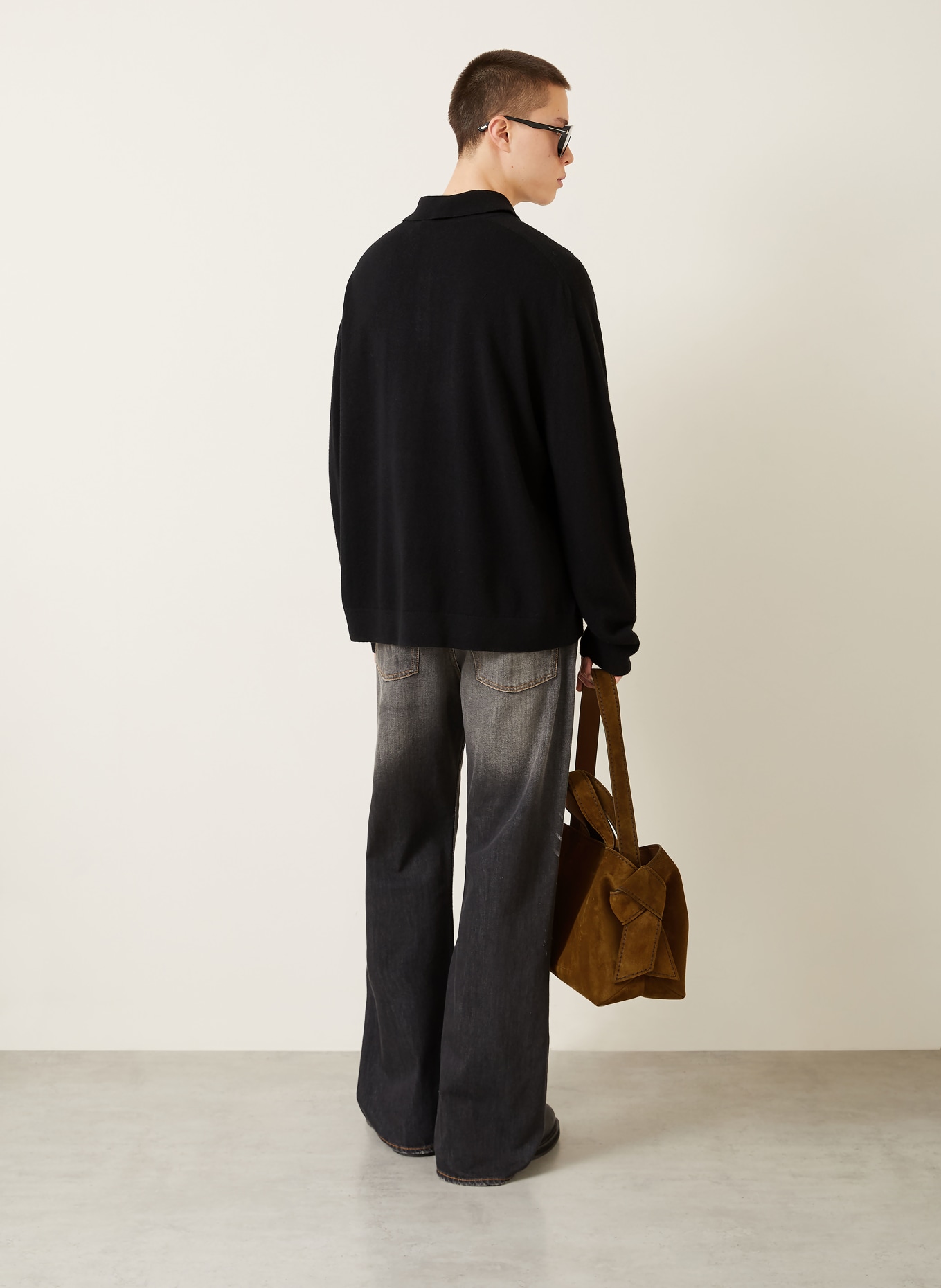 Acne Studios Strick-Poloshirt: SCHWARZ