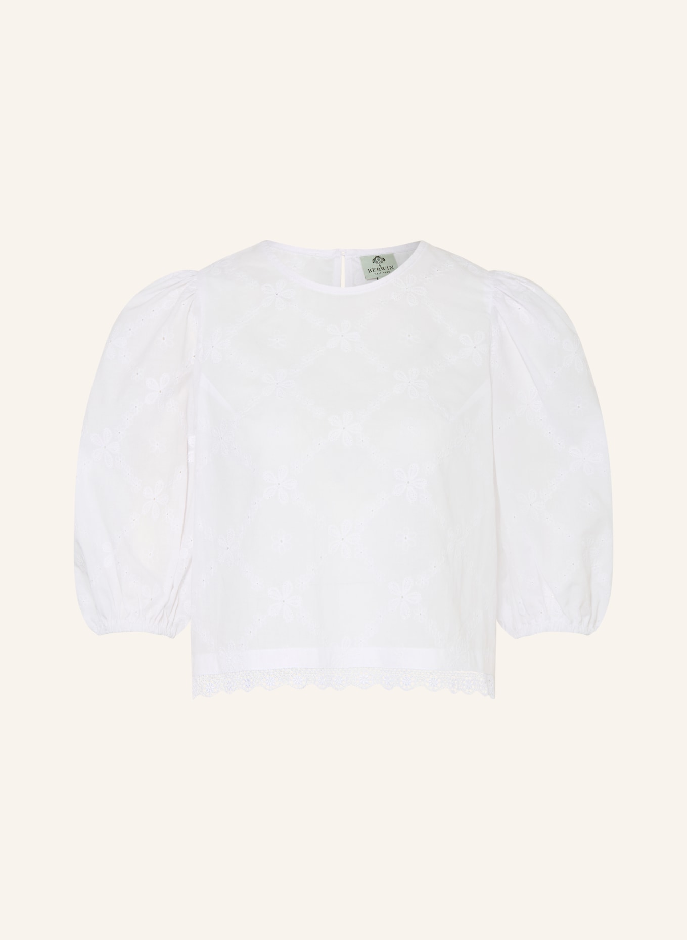 BERWIN & WOLFF Dirndlbluse mit 3/4-Arm und mit Spitze: WEISS
