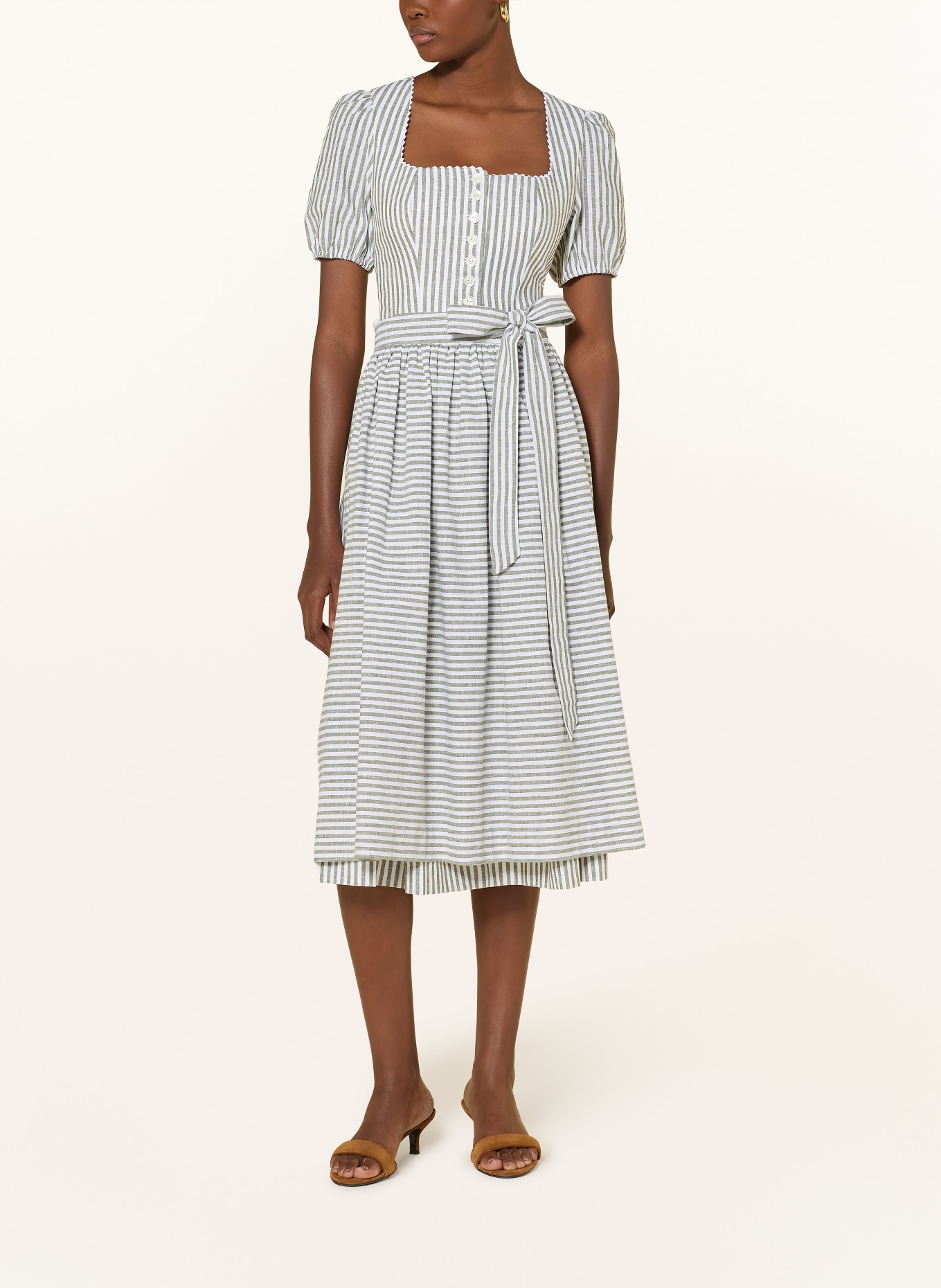 BERWIN & WOLFF Dirndl avec lin: VERT / BLANC