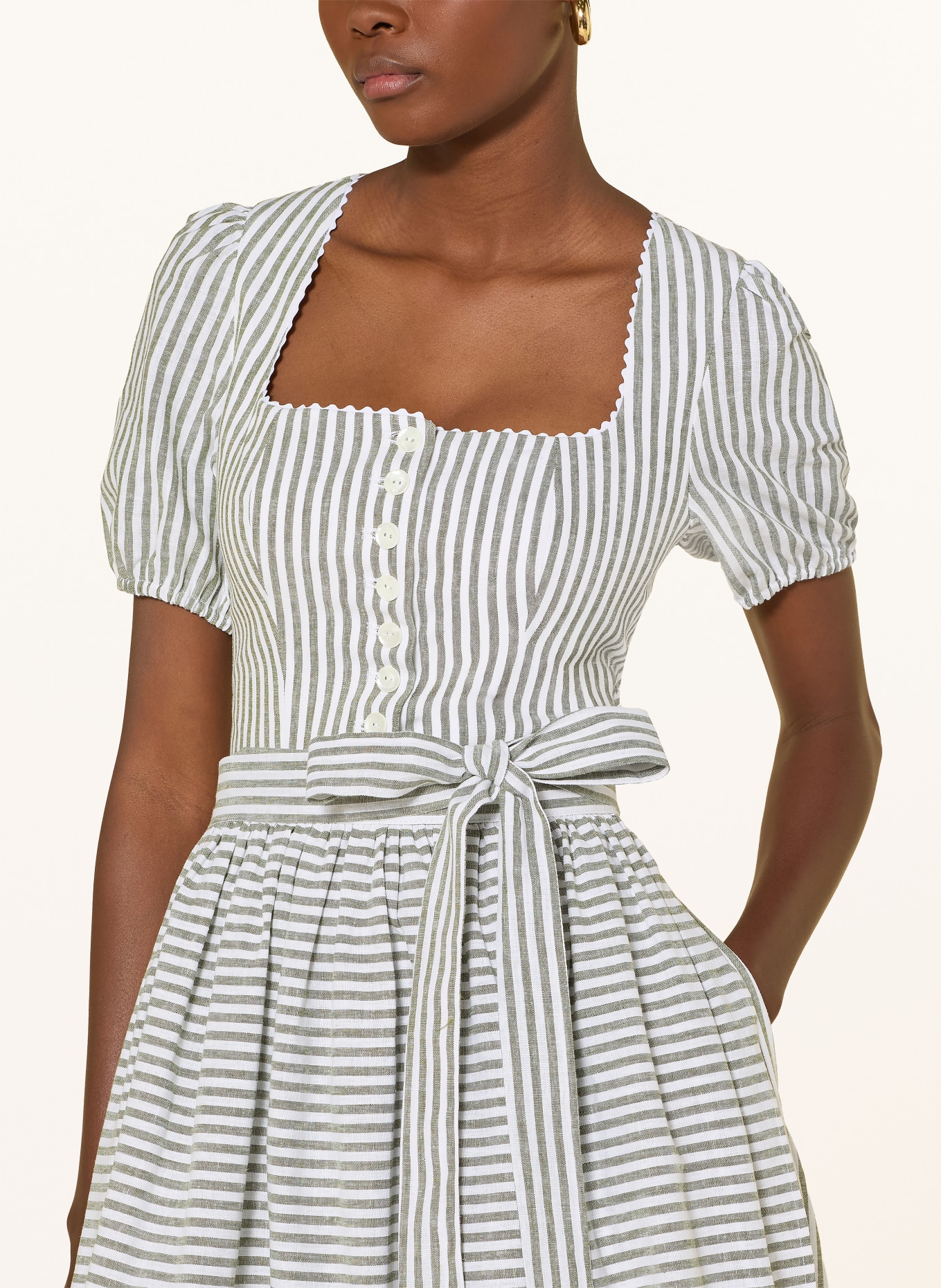 BERWIN & WOLFF Dirndl avec lin: VERT / BLANC