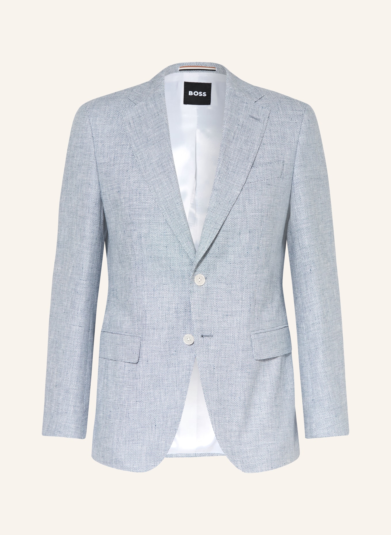 BOSS Sakko HUTSON Regular Fit mit Leinen: BLAU / WEISS