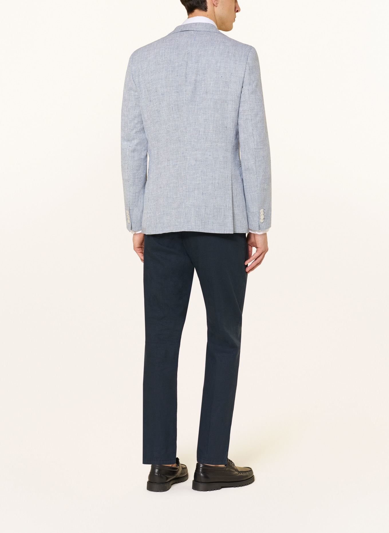 BOSS Sakko HUTSON Regular Fit mit Leinen: BLAU / WEISS