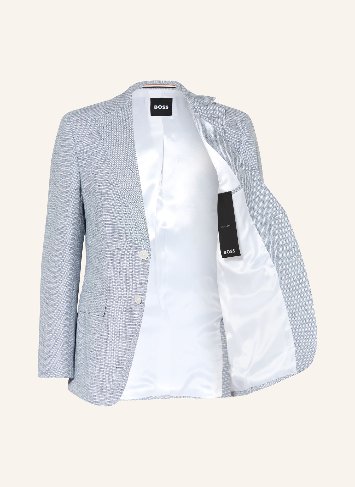 BOSS Sakko HUTSON Regular Fit mit Leinen: BLAU / WEISS
