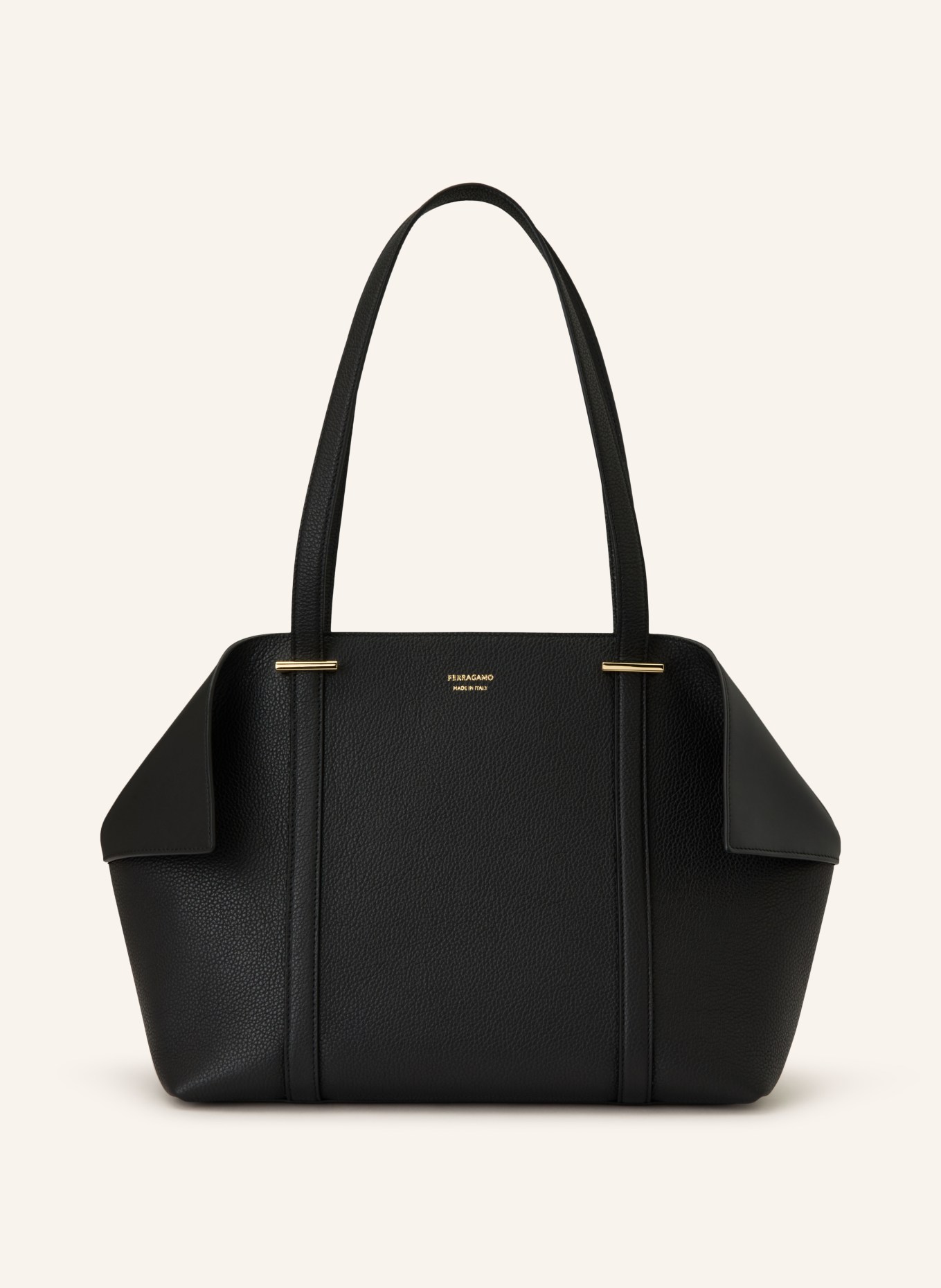 FERRAGAMO Shopper THE SCARF GRAINY: SCHWARZ / SILBER