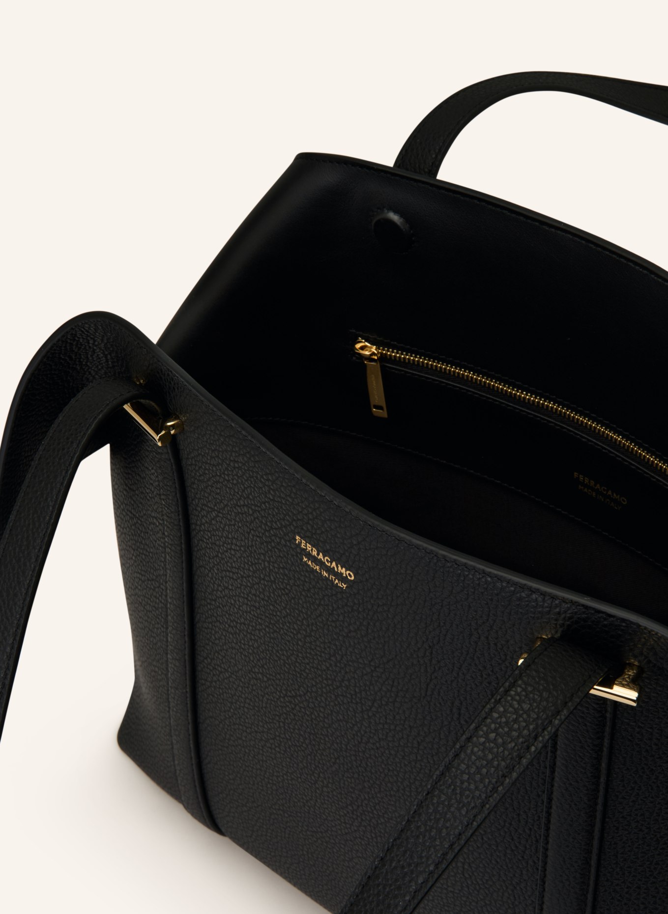 FERRAGAMO Shopper THE SCARF GRAINY: SCHWARZ / SILBER