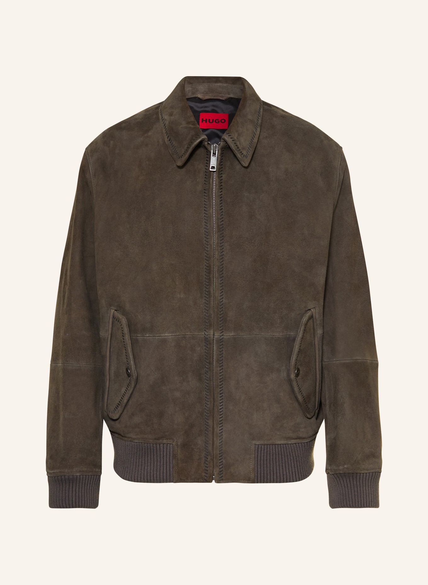 HUGO Leren jas LEMAI: DONKERGRIJS