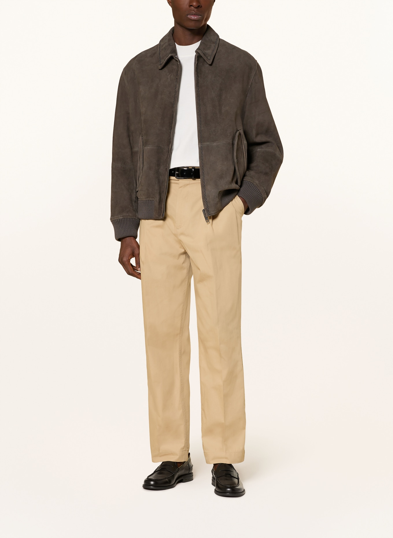 HUGO Leren jas LEMAI: DONKERGRIJS