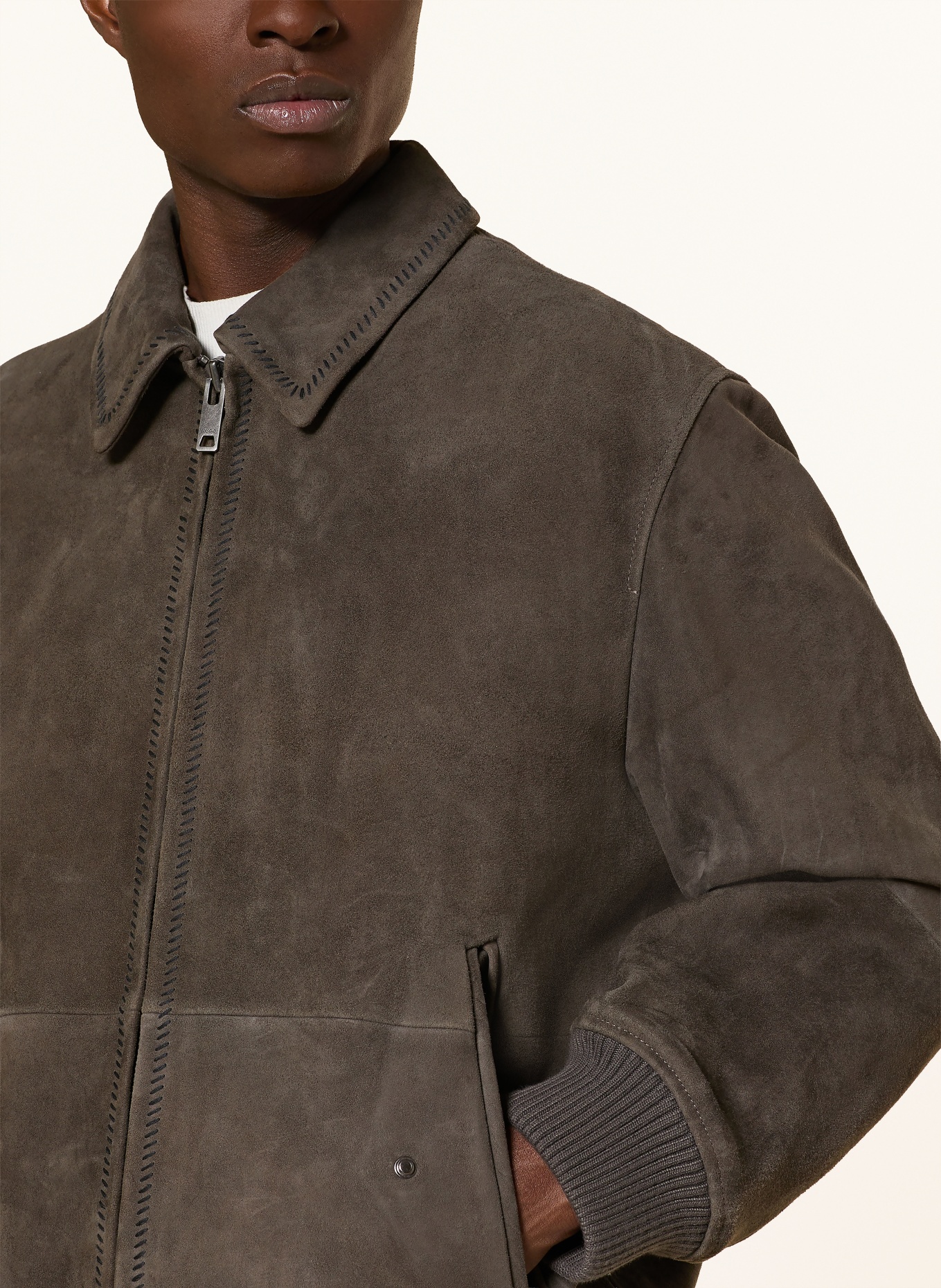 HUGO Leren jas LEMAI: DONKERGRIJS