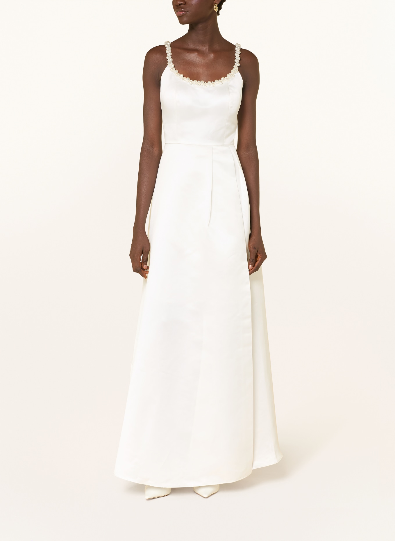 APART Večerní šaty ze saténu s ozdobnými perličkami: REŽNÁ