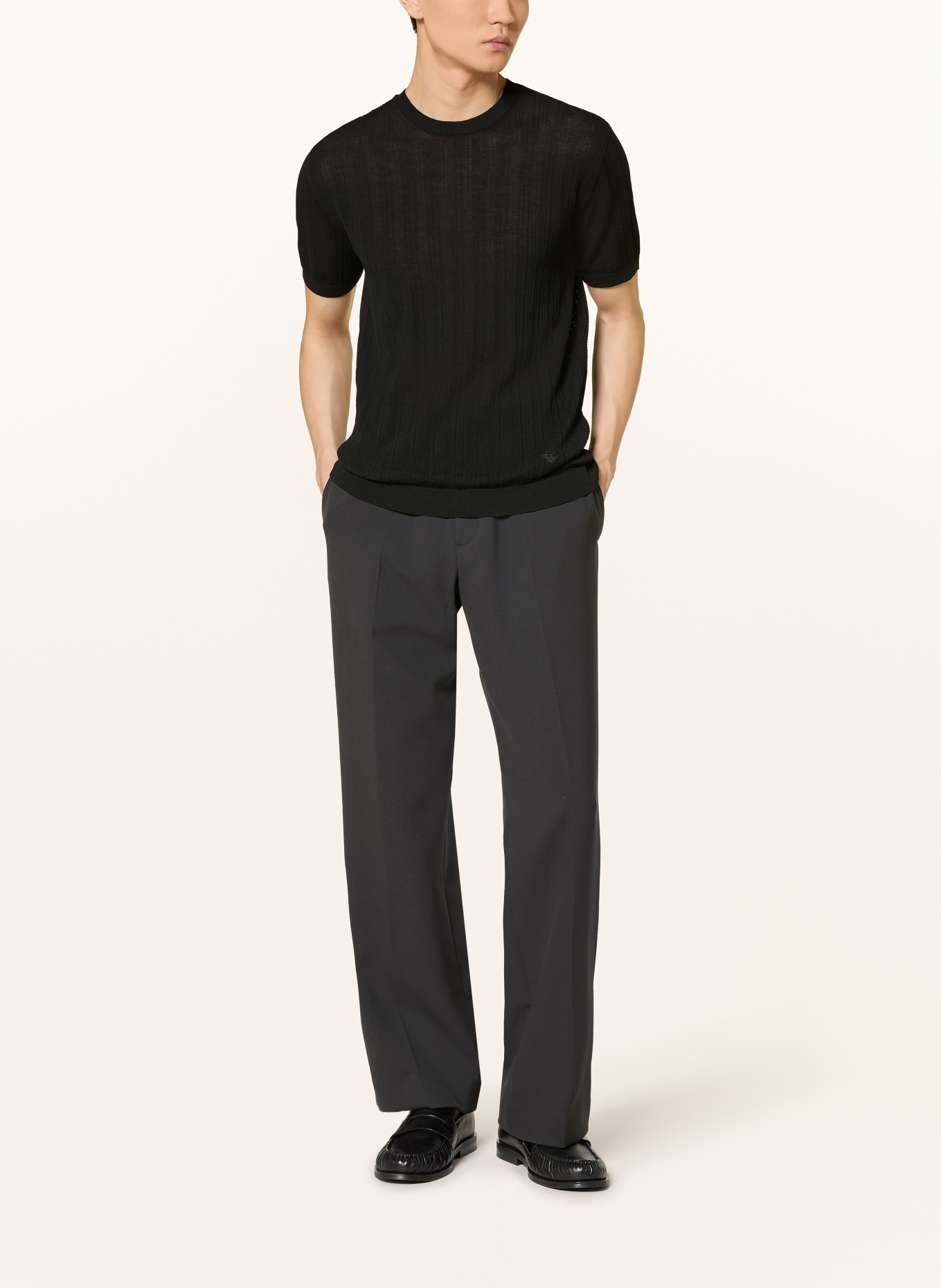 EMPORIO ARMANI Strickshirt: SCHWARZ